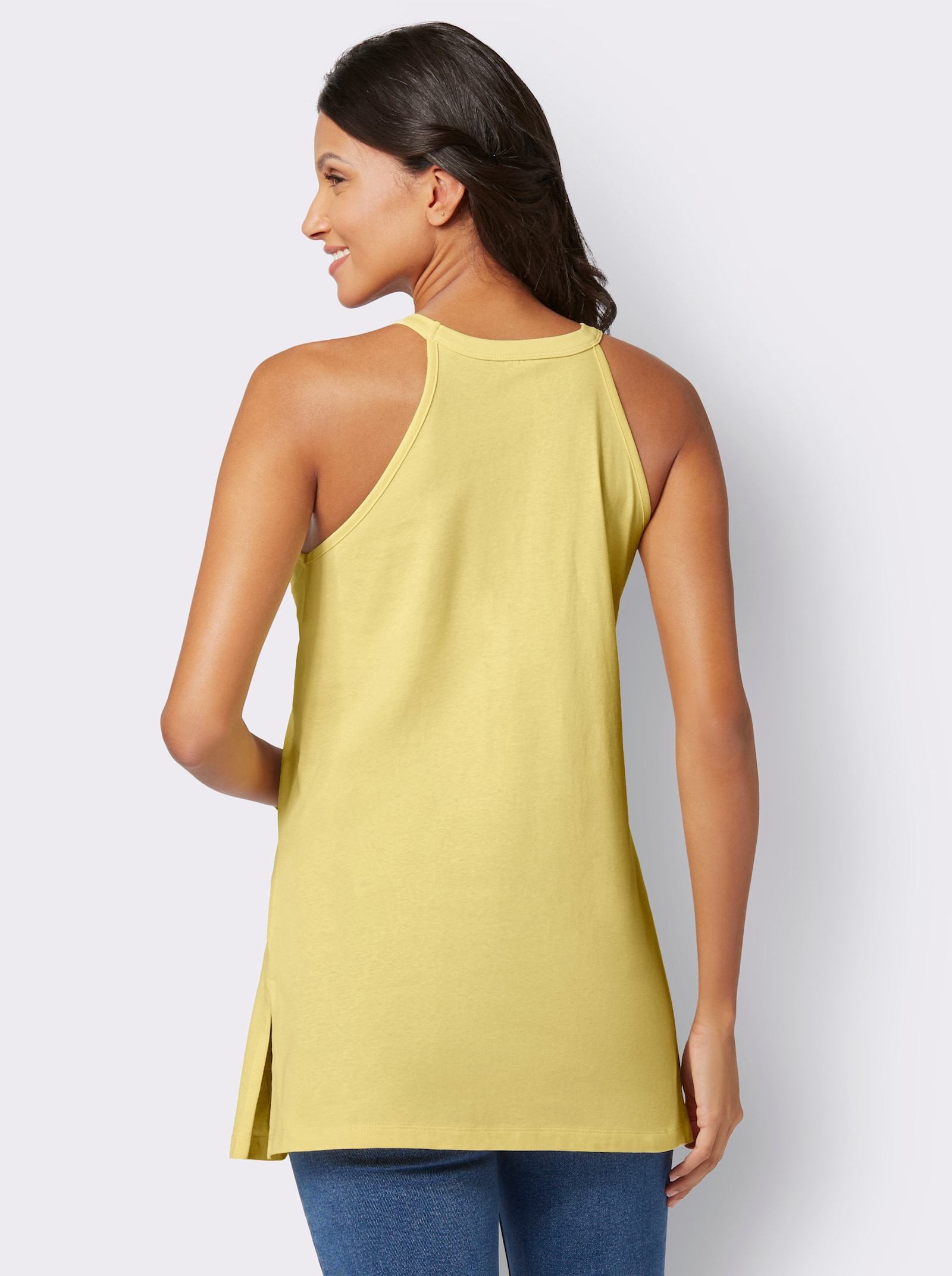 Lange top in flatteuze A-lijn - citroen