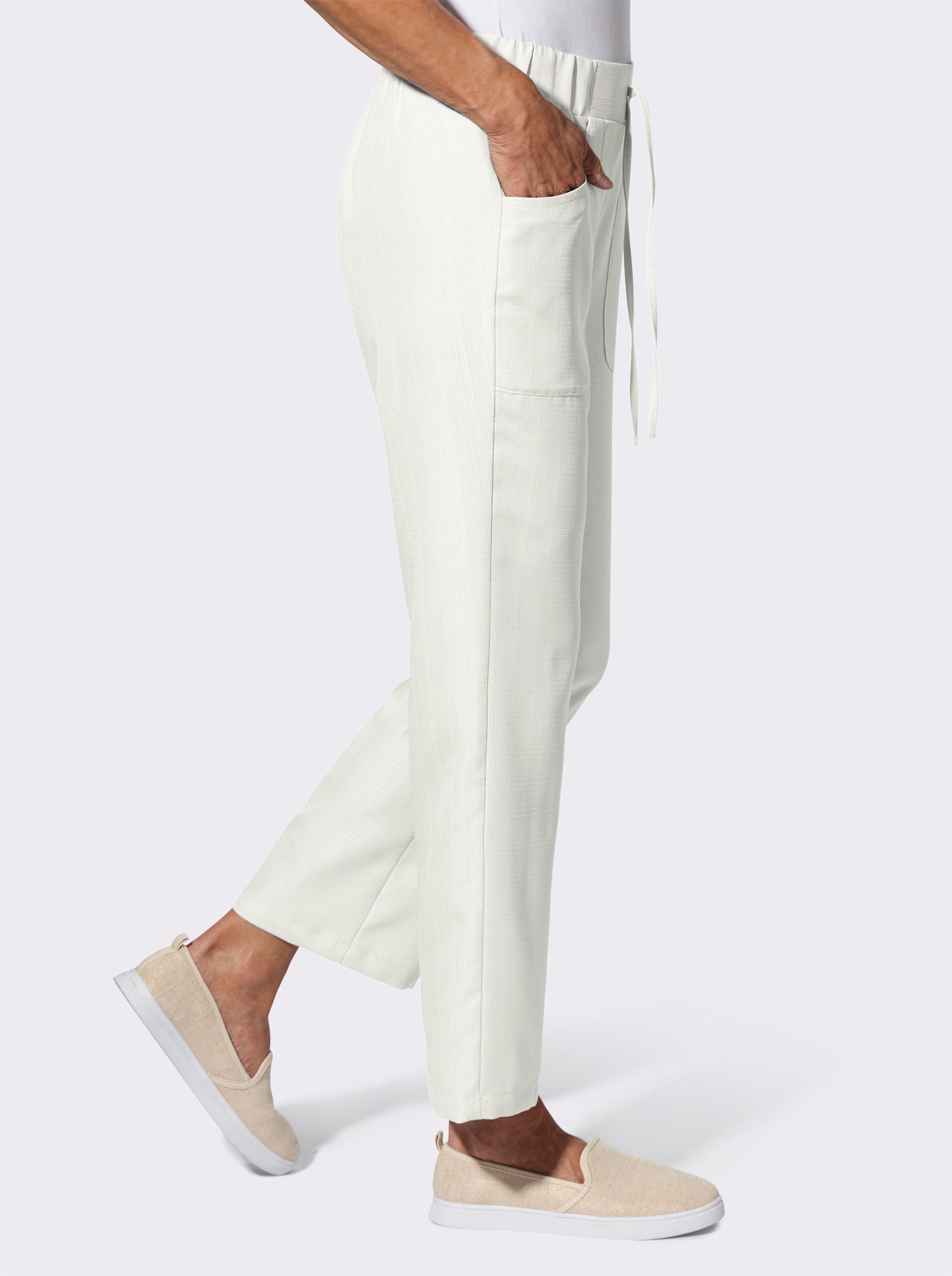 Schlupfhose in Leinen-Optik - ecru