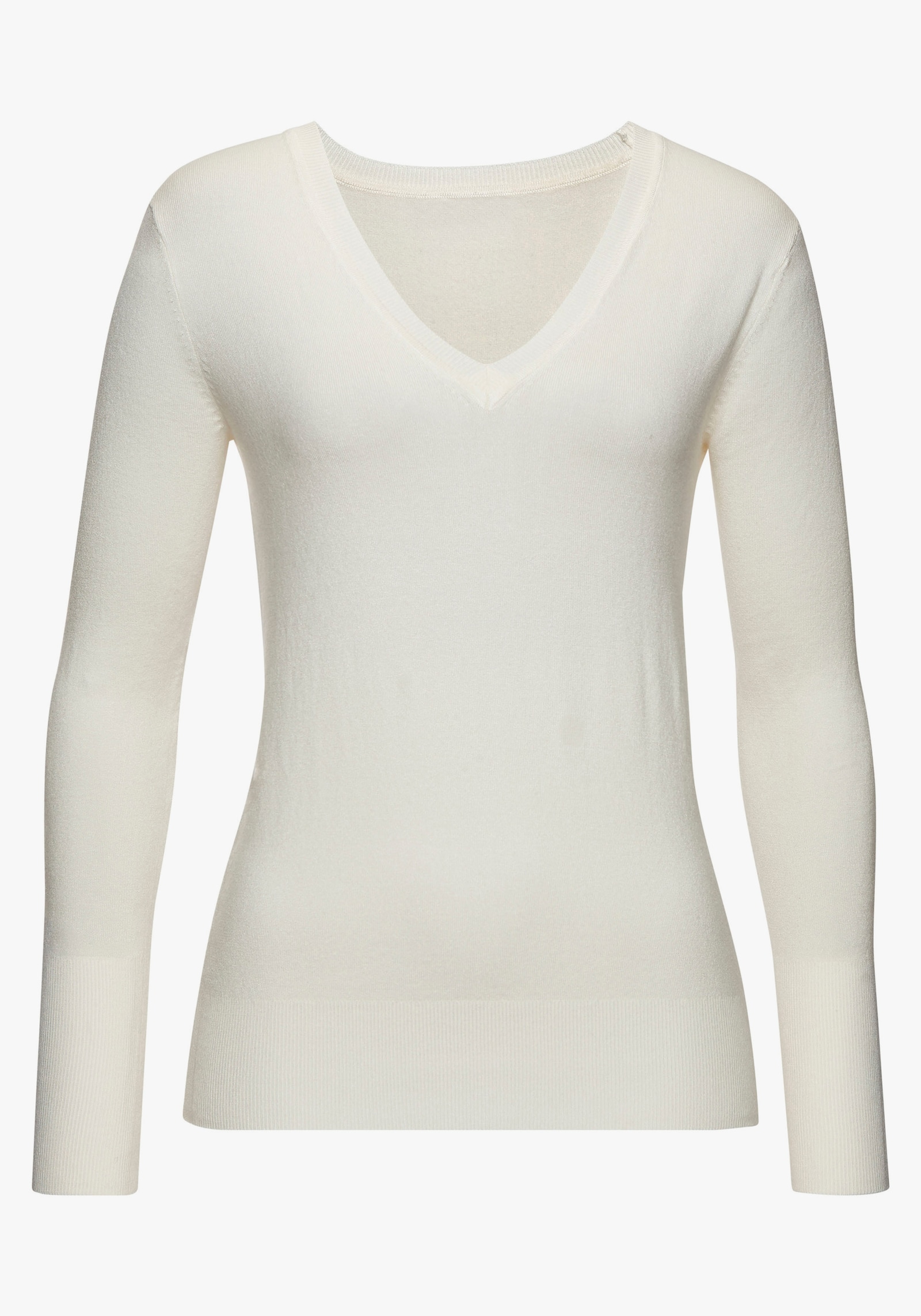 Vivance V-Ausschnitt-Pullover - creme