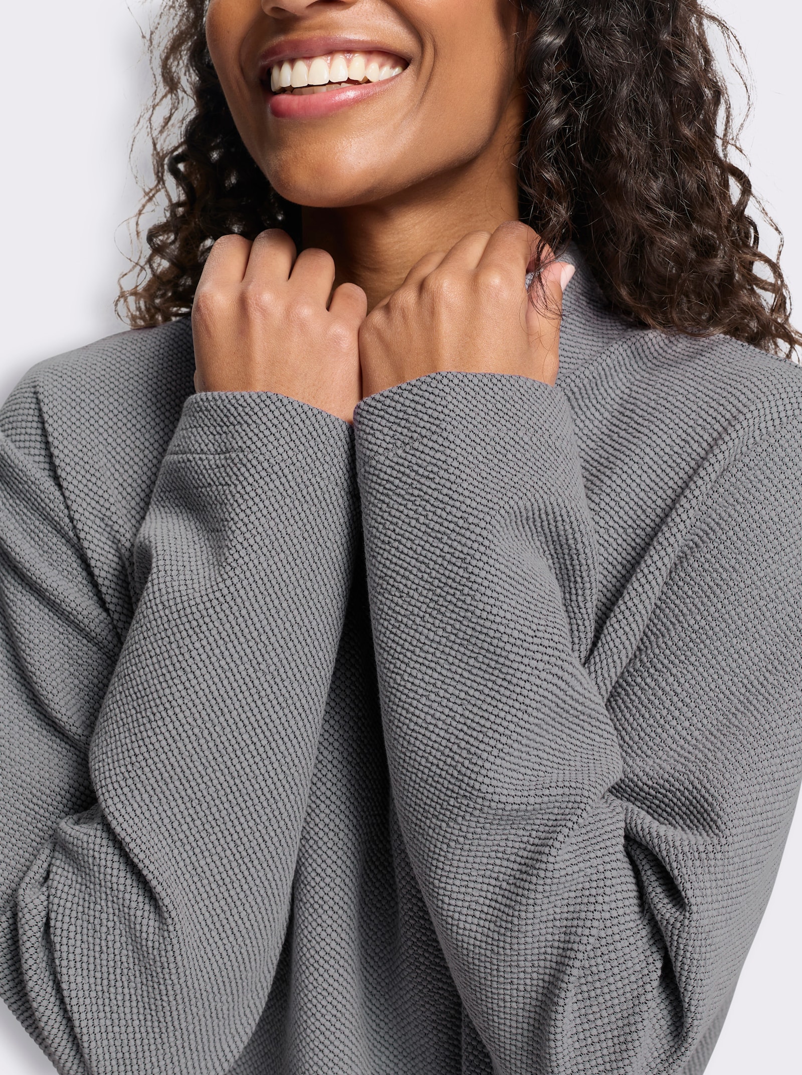 heine Sweatshirt in Melange-Optik - steingrau-meliert