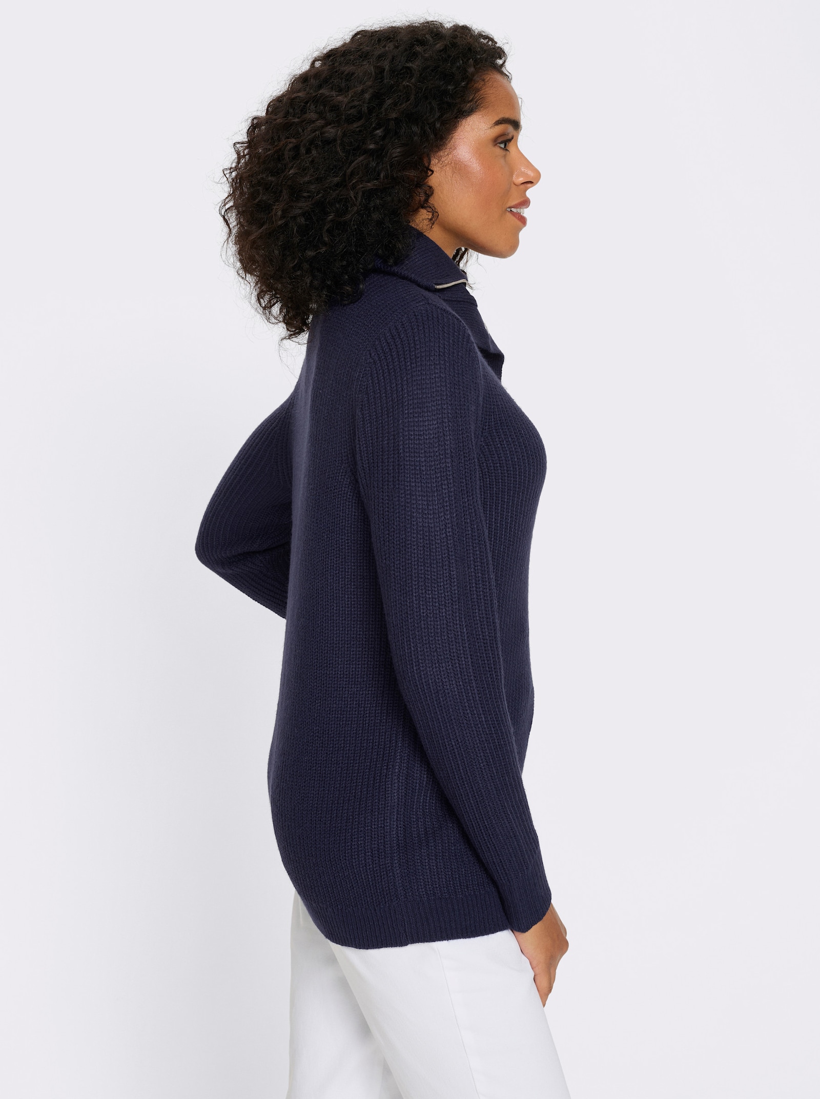 Troyer mit doppeltem Kragen - marine