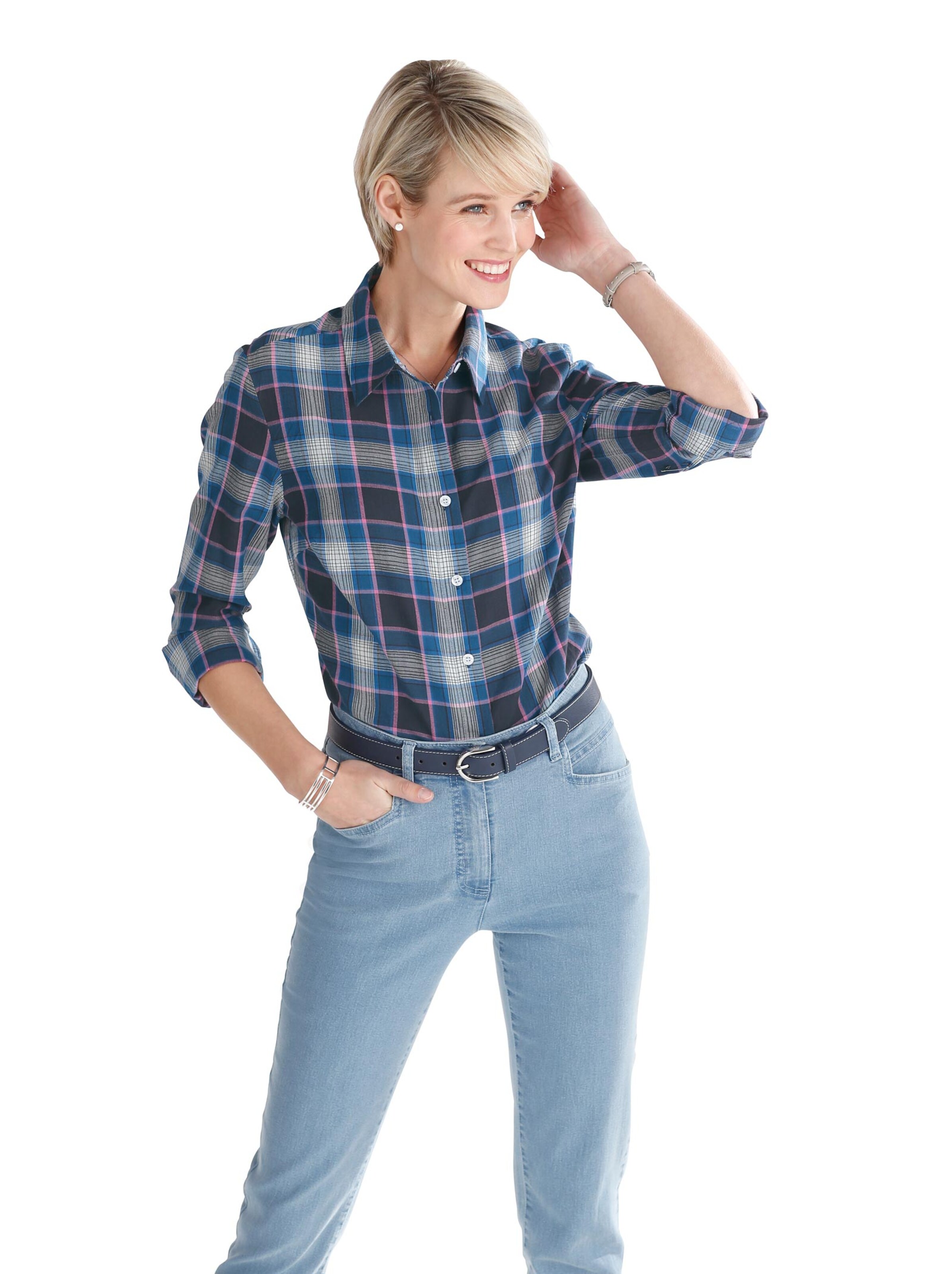 Bluse - blau-kariert