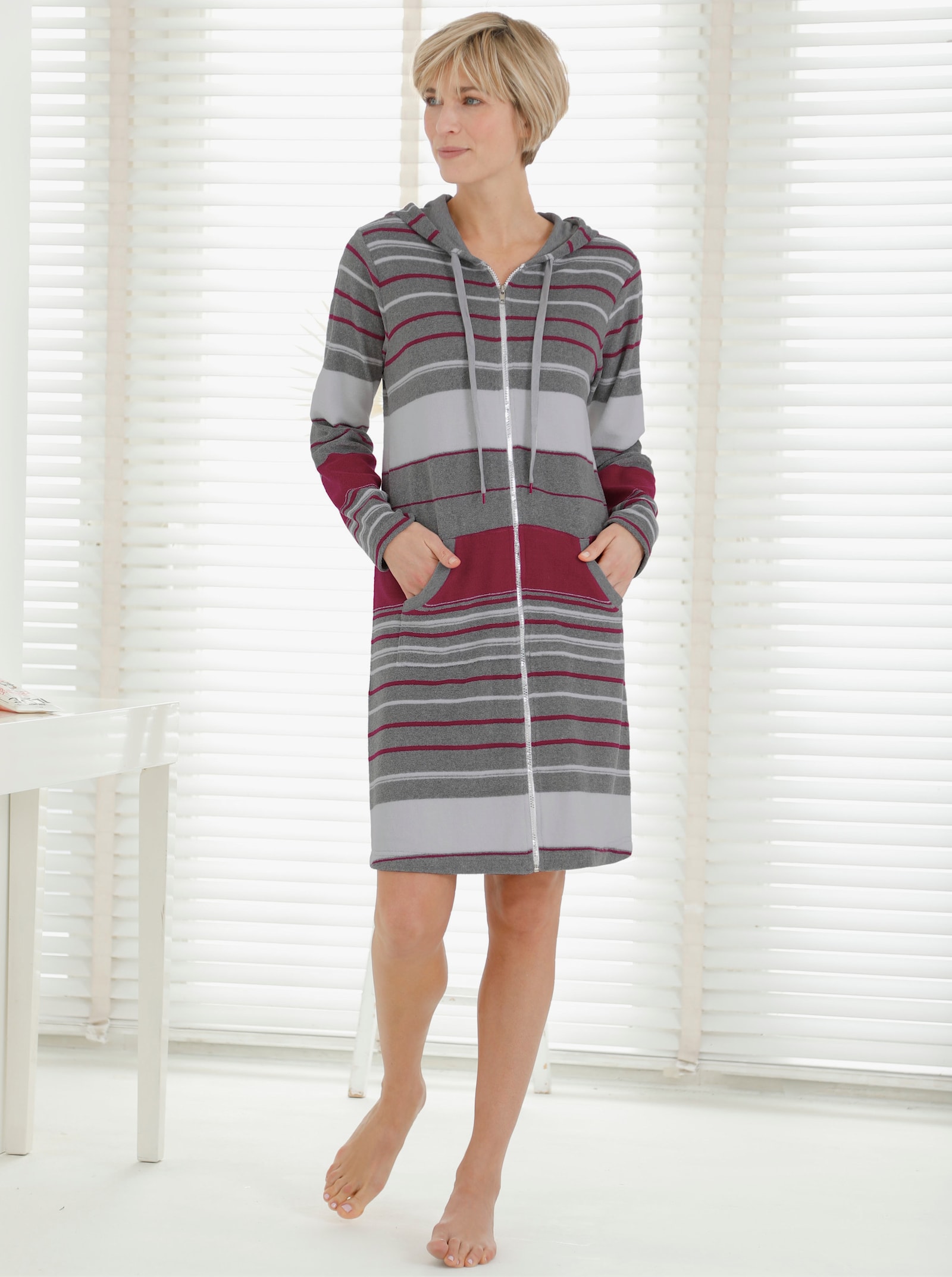 feel good Peignoir - fuchsia à rayures fines