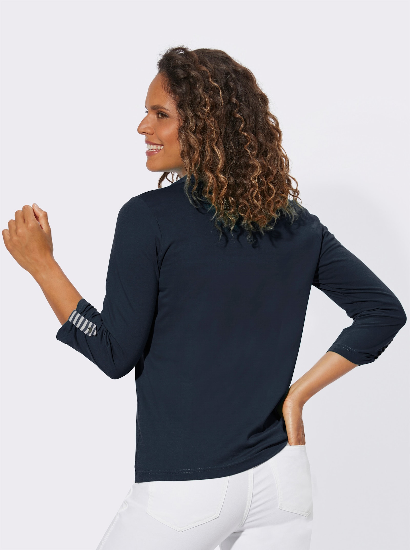 Trekvartsärmad topp, 2-i-1 - marin