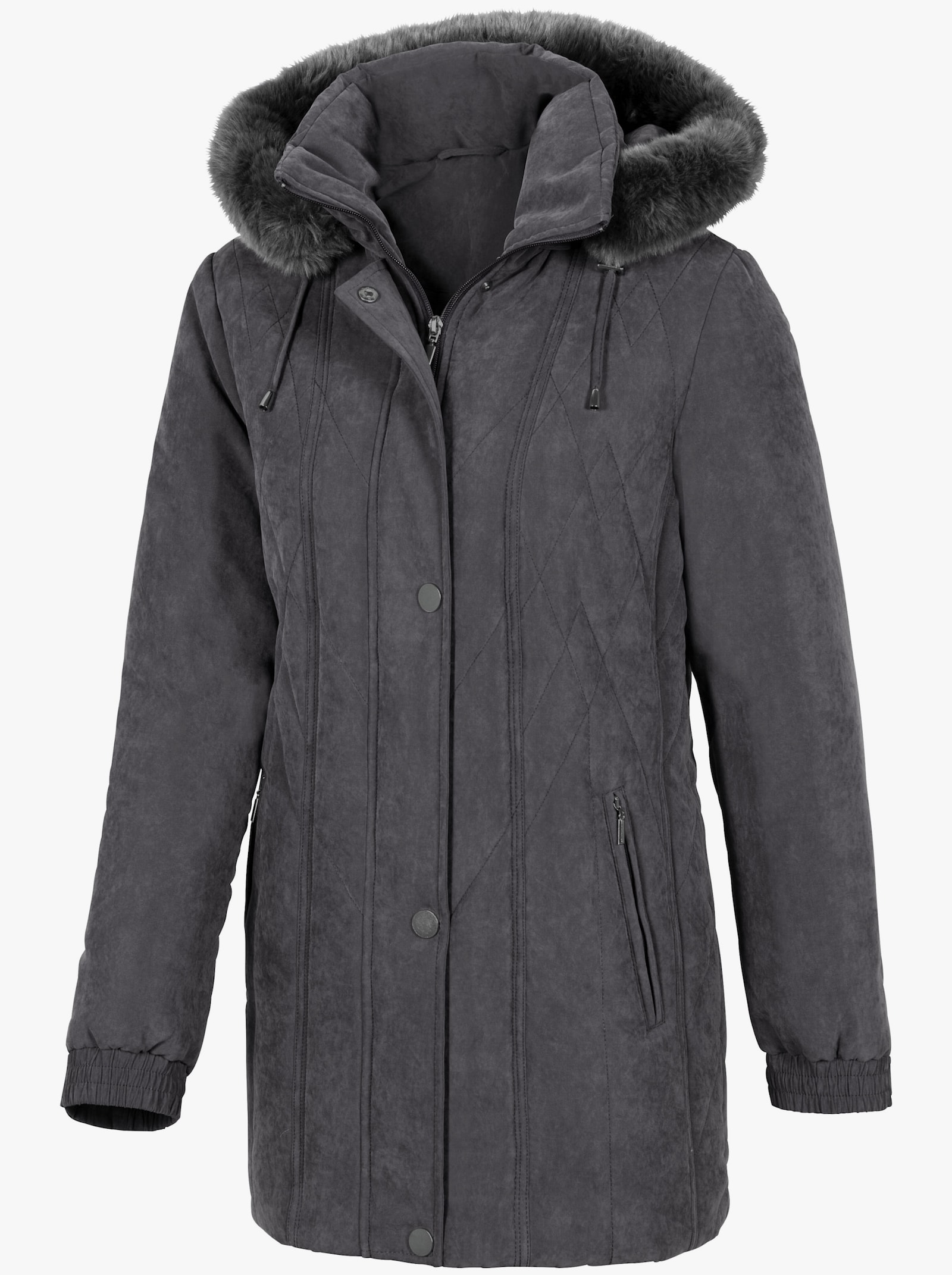 Winterjacke mit Wiener Nähten - grau