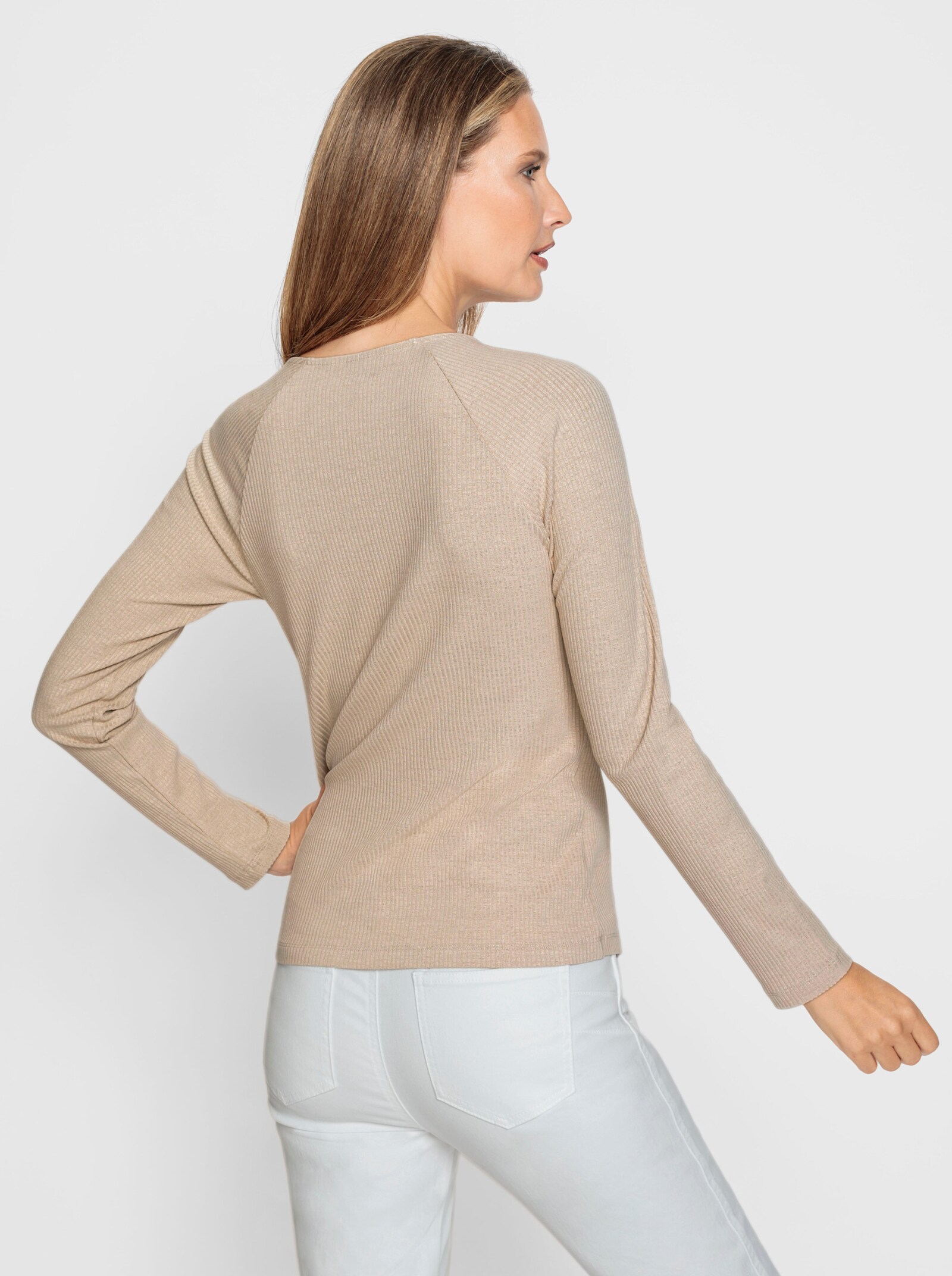 heine Langarmshirt mit Cut-out-Elementen - elfenbein