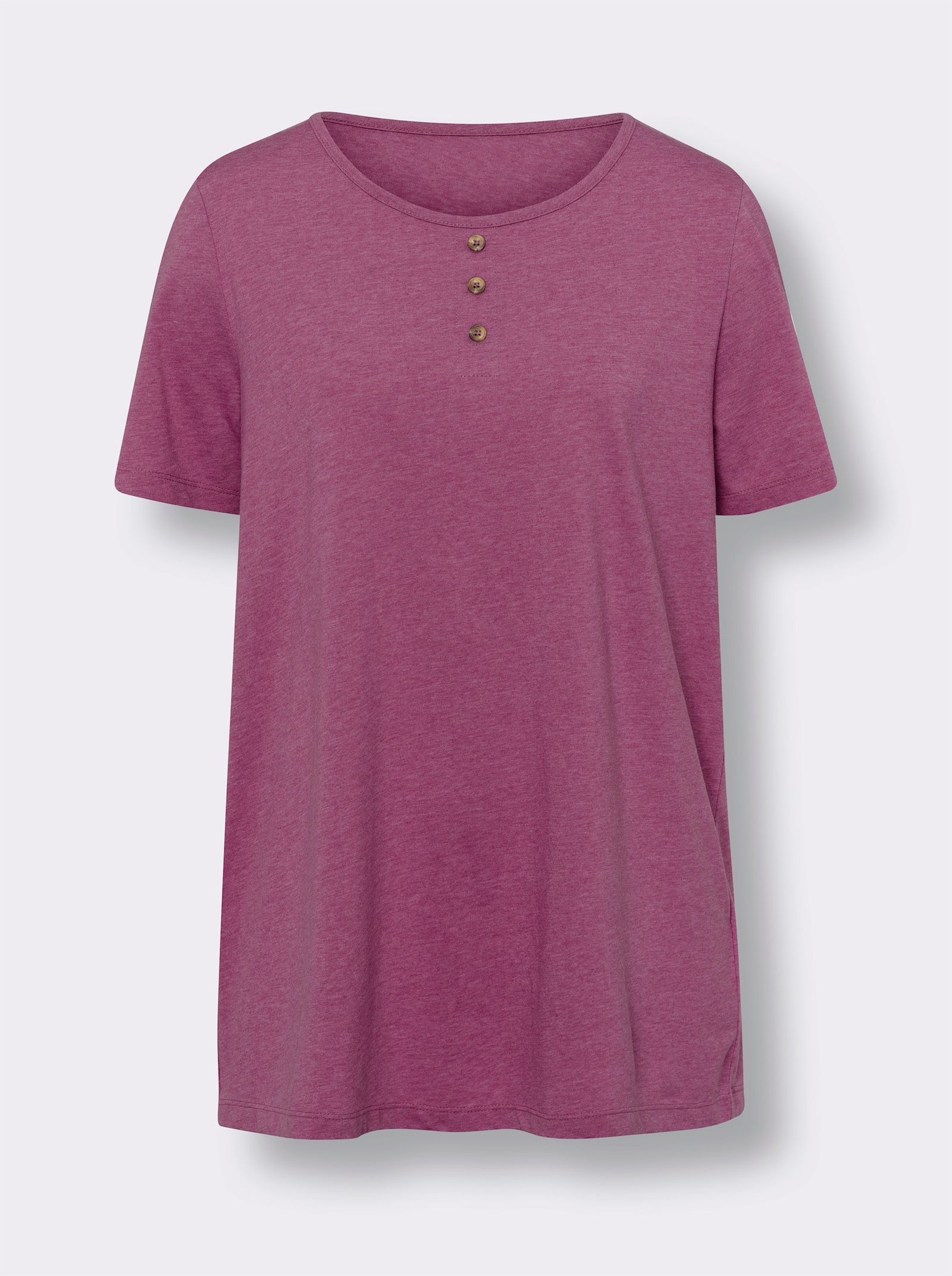 Longshirt mit Zierknöpfen - magenta-meliert