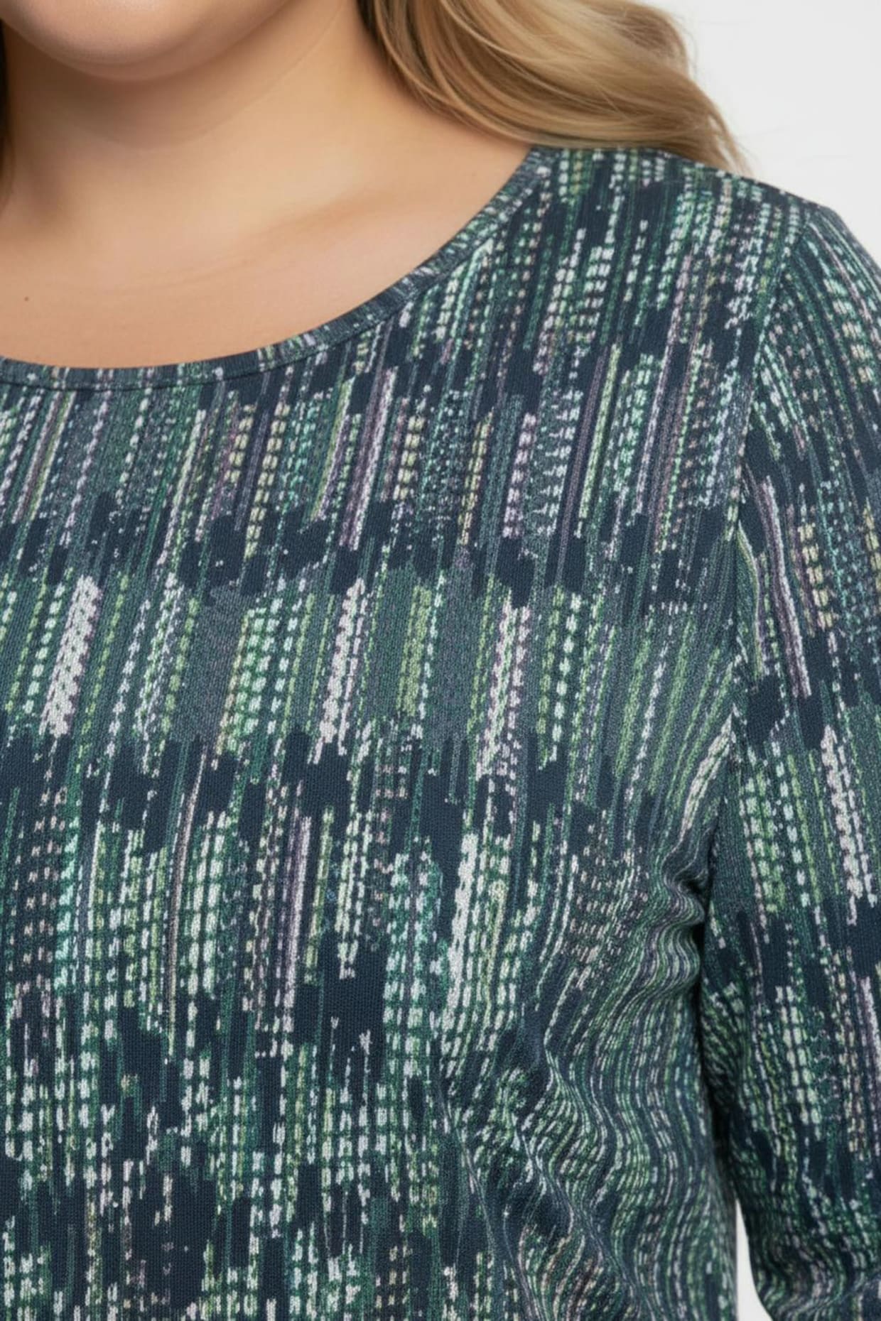 3/4-Arm-Shirt aus Baumwolle, bedruckt - dunkelblau-smaragd-bedruckt