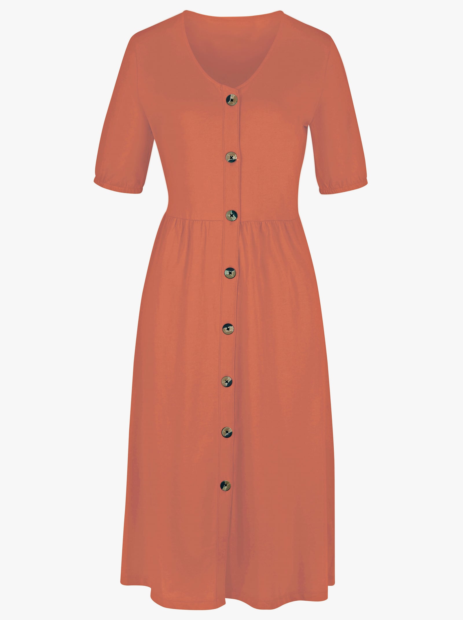 Baumwollkleid mit Knopfleiste - papaya