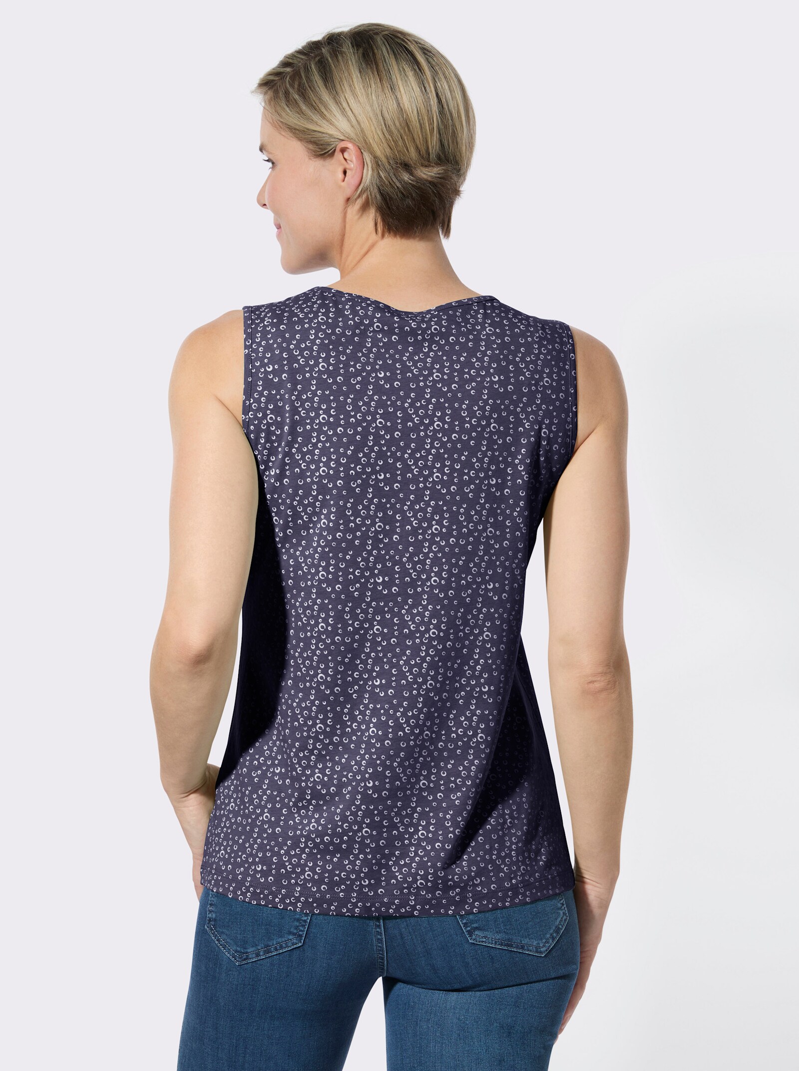 Shirttop im Doppelpack - marine-weiß-getupft + marine