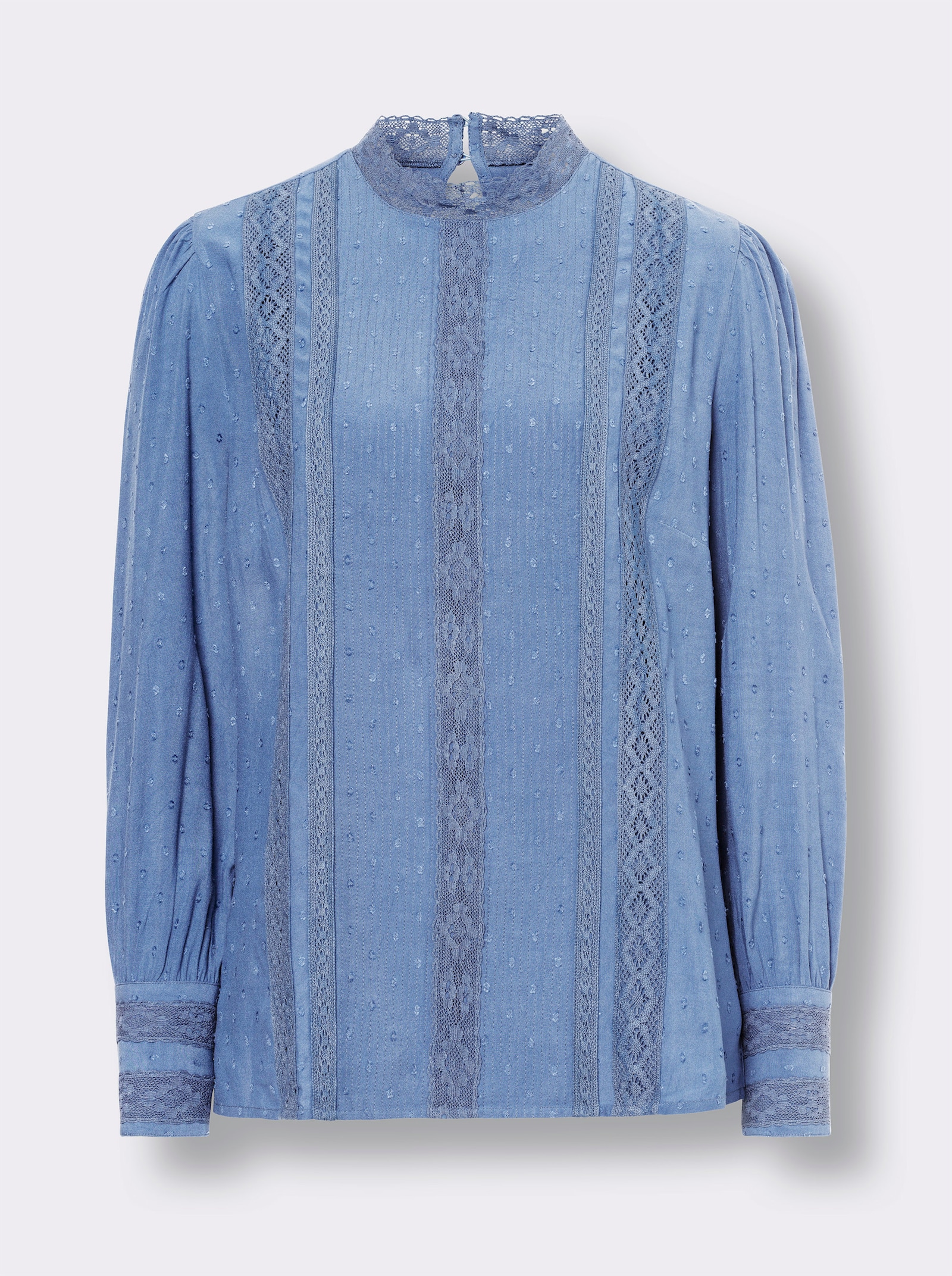 heine Spitzenbluse aus Strukturware - himmelblau