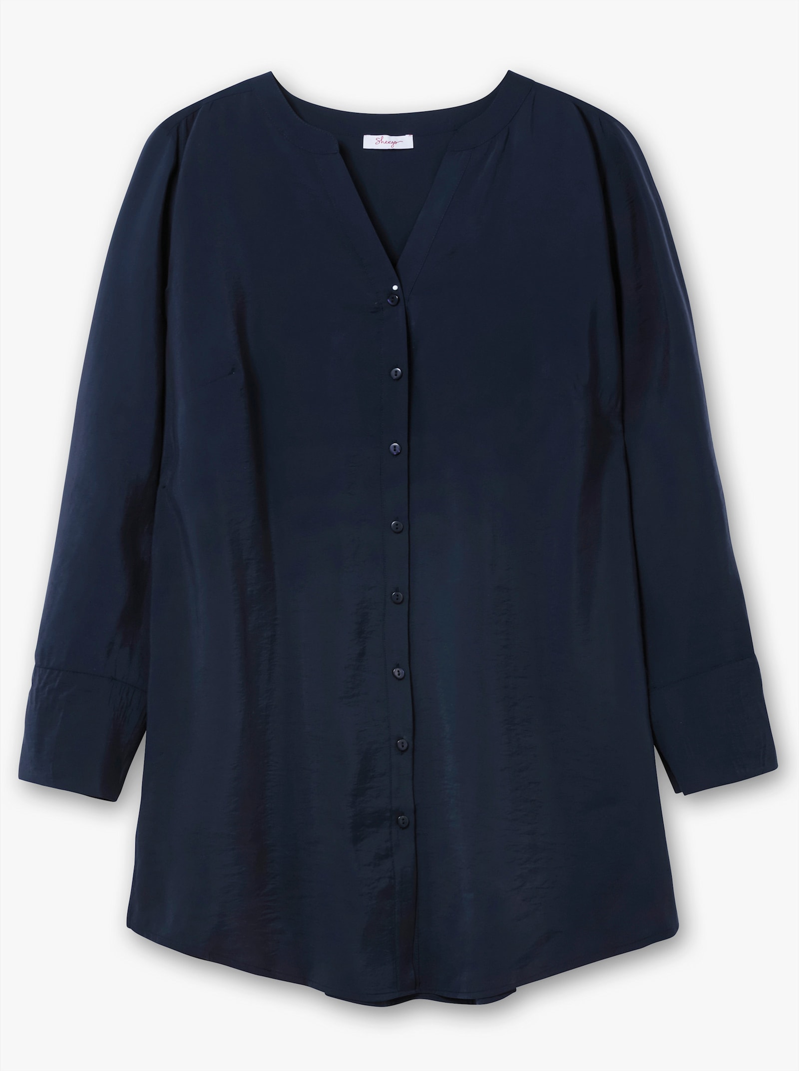 sheego Longbluse mit Raffungen - marine