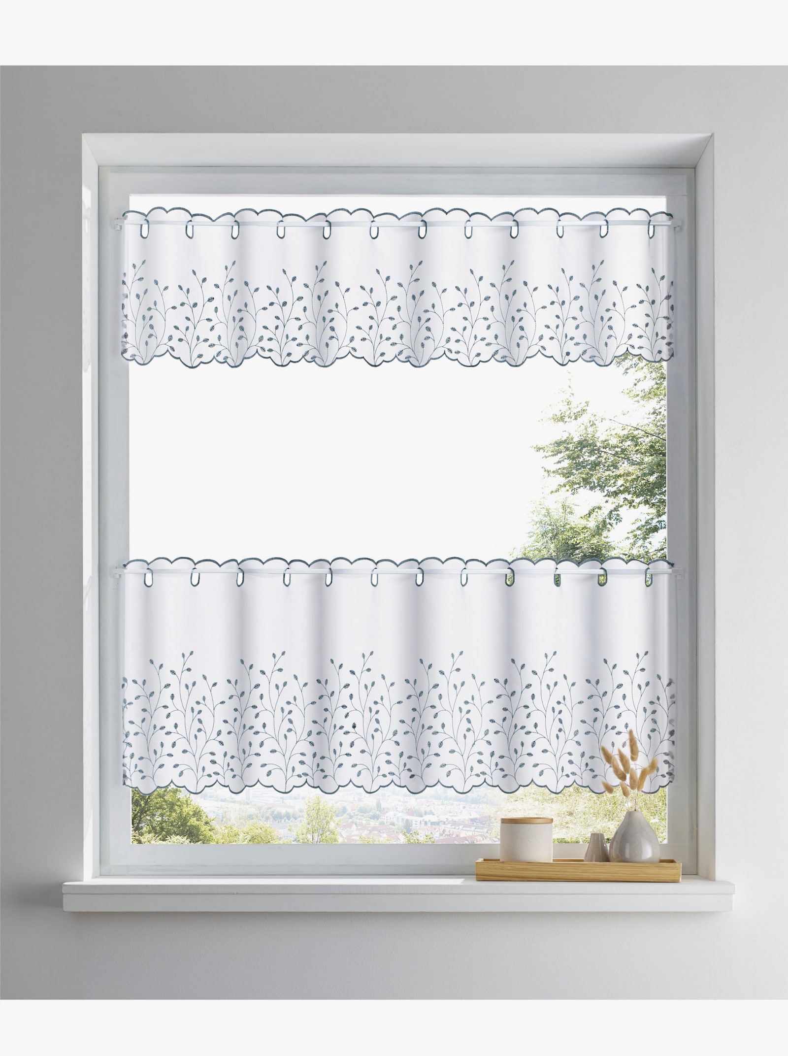 heine home Scheibengardine - weiß-grau