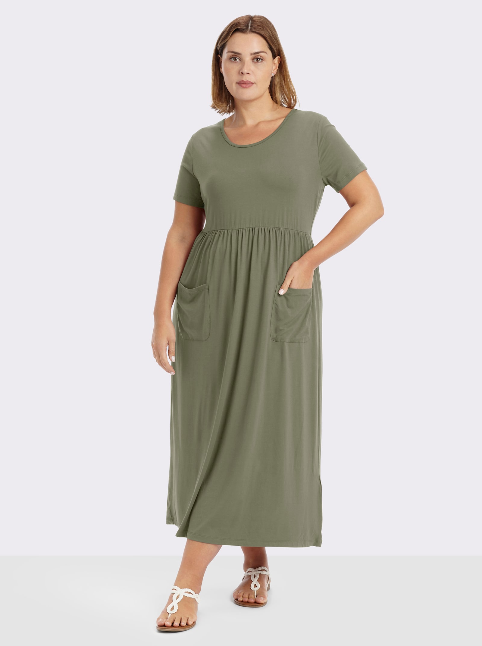 Jerseykleid mit Taschen - khaki