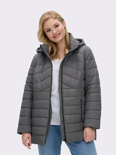 Steppjacke mit abnehmbarer Kapuze - anthrazit