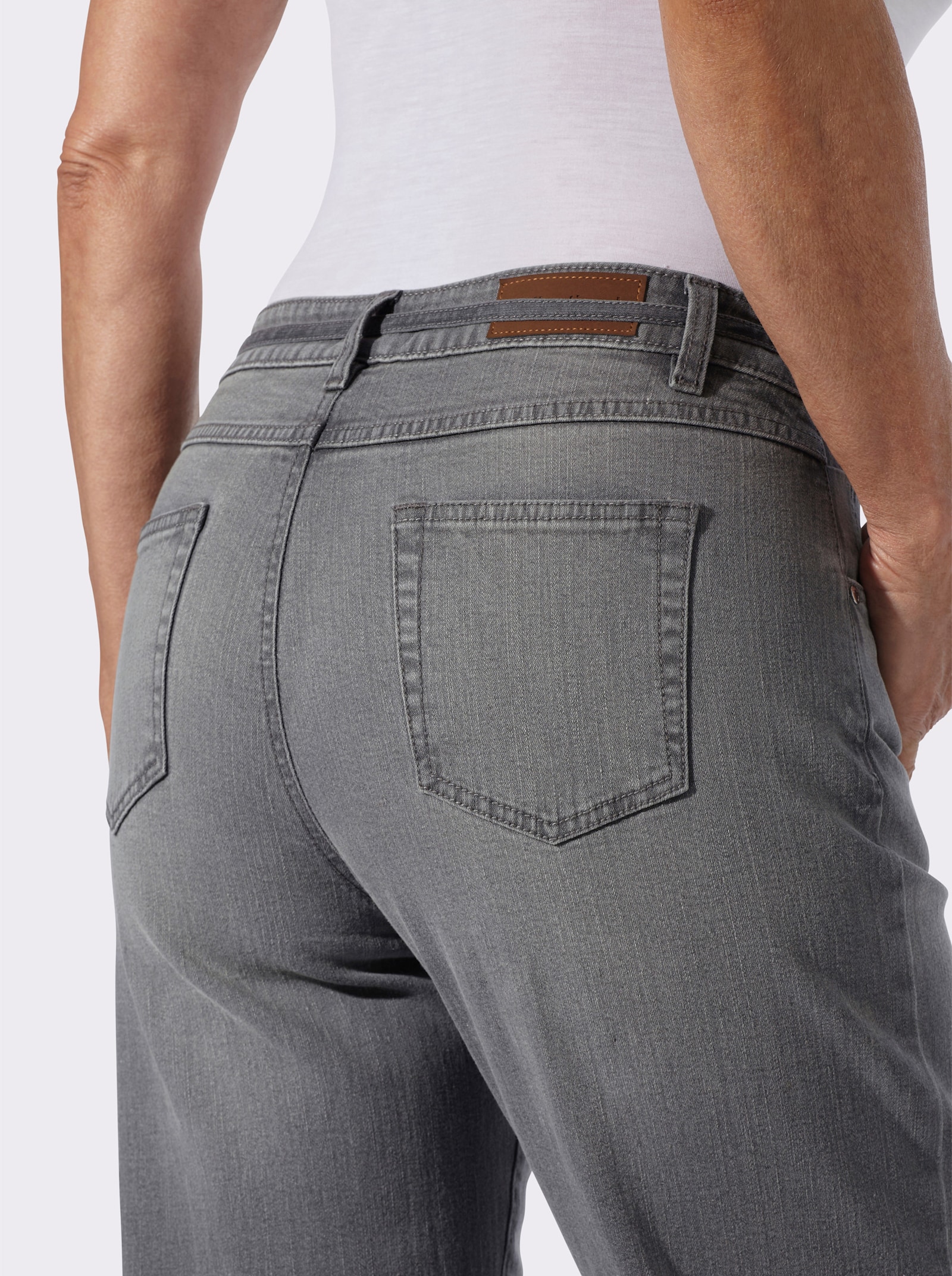 Jeans mit Bindegürtel - stone-grey-denim