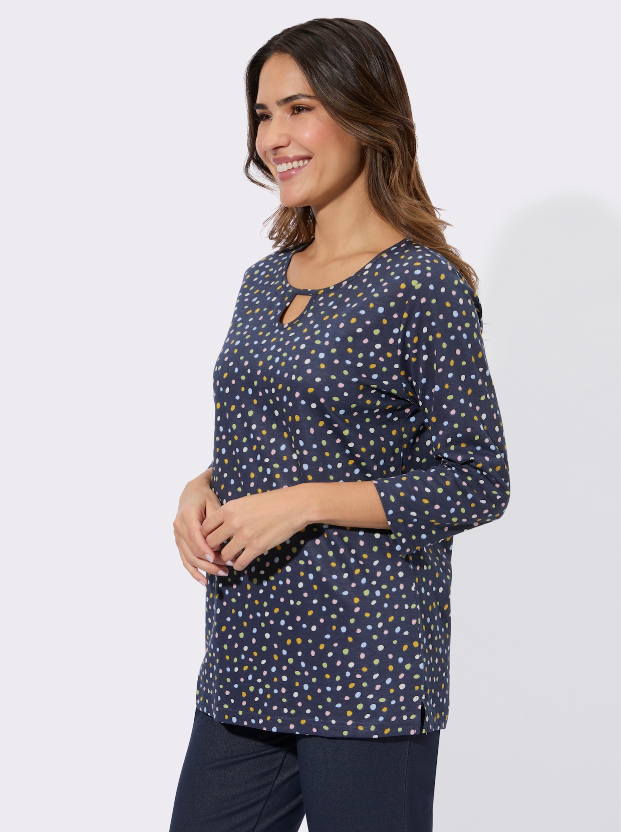 3/4-Arm-Shirt mit Grafik-Druck - marine-bedruckt