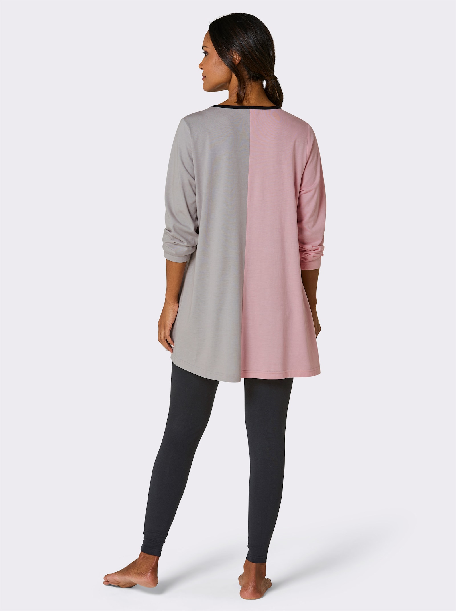 wäschepur Schlafanzug mit Glitzerband - steingrau-hortensie