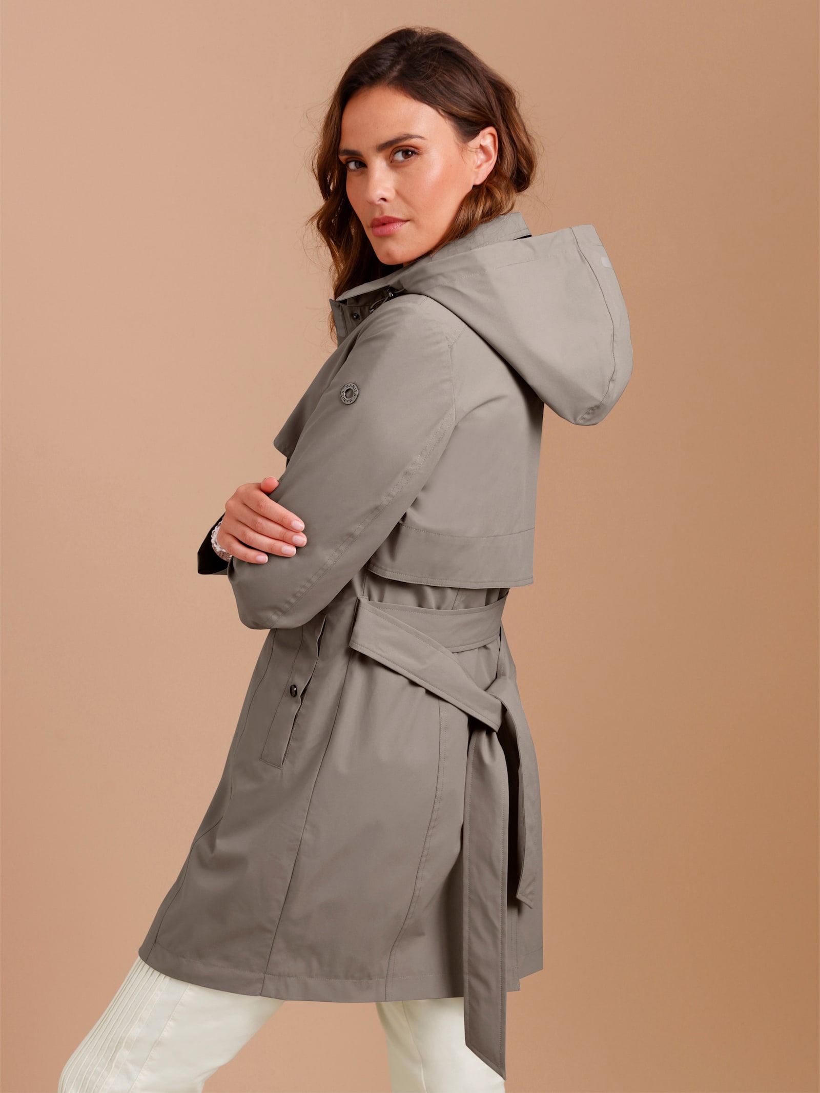 CREATION L PREMIUM Regenjacke mit Reflektor-Details - taupe