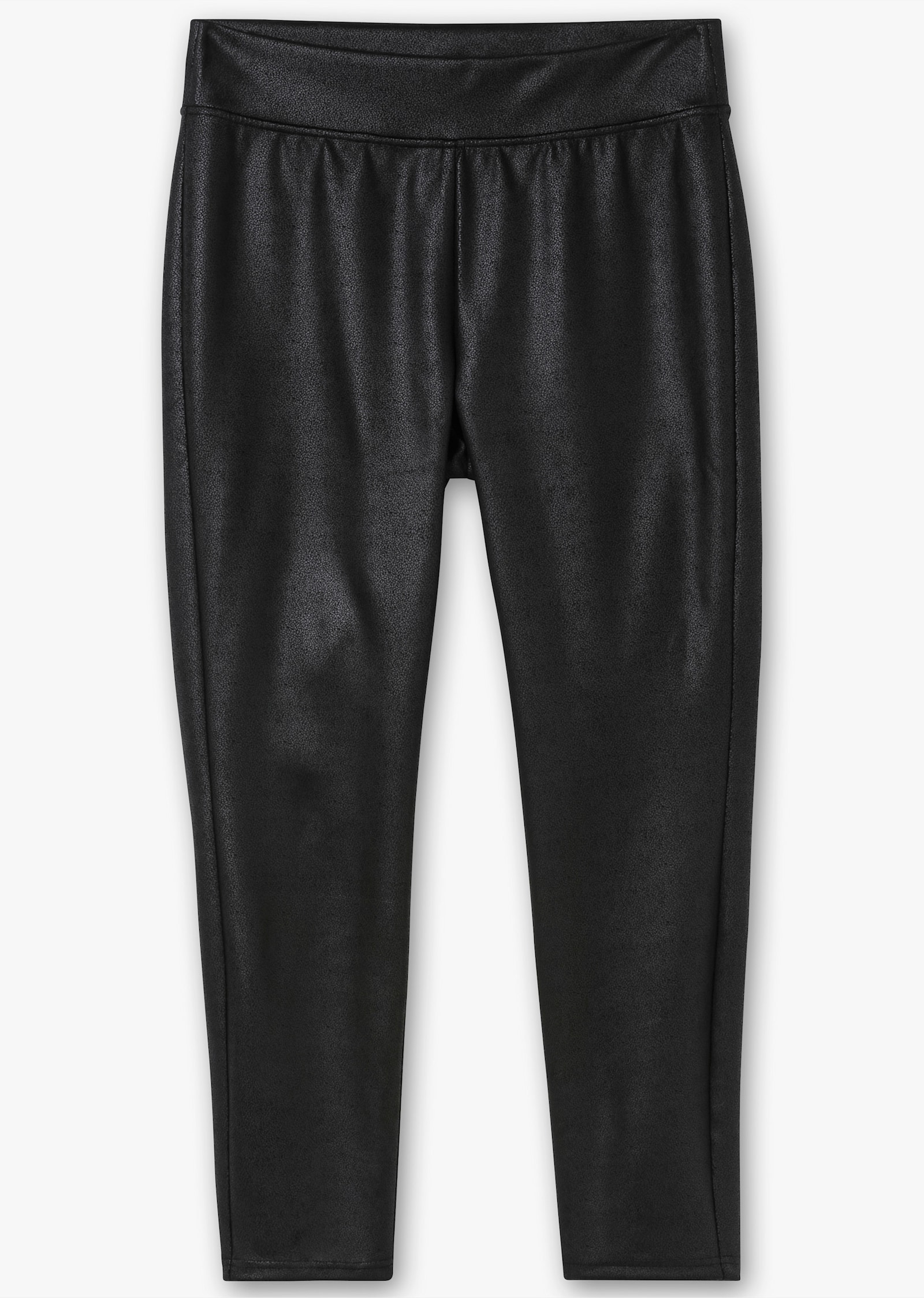 sheego Legging in glanzende leerlook - zwart