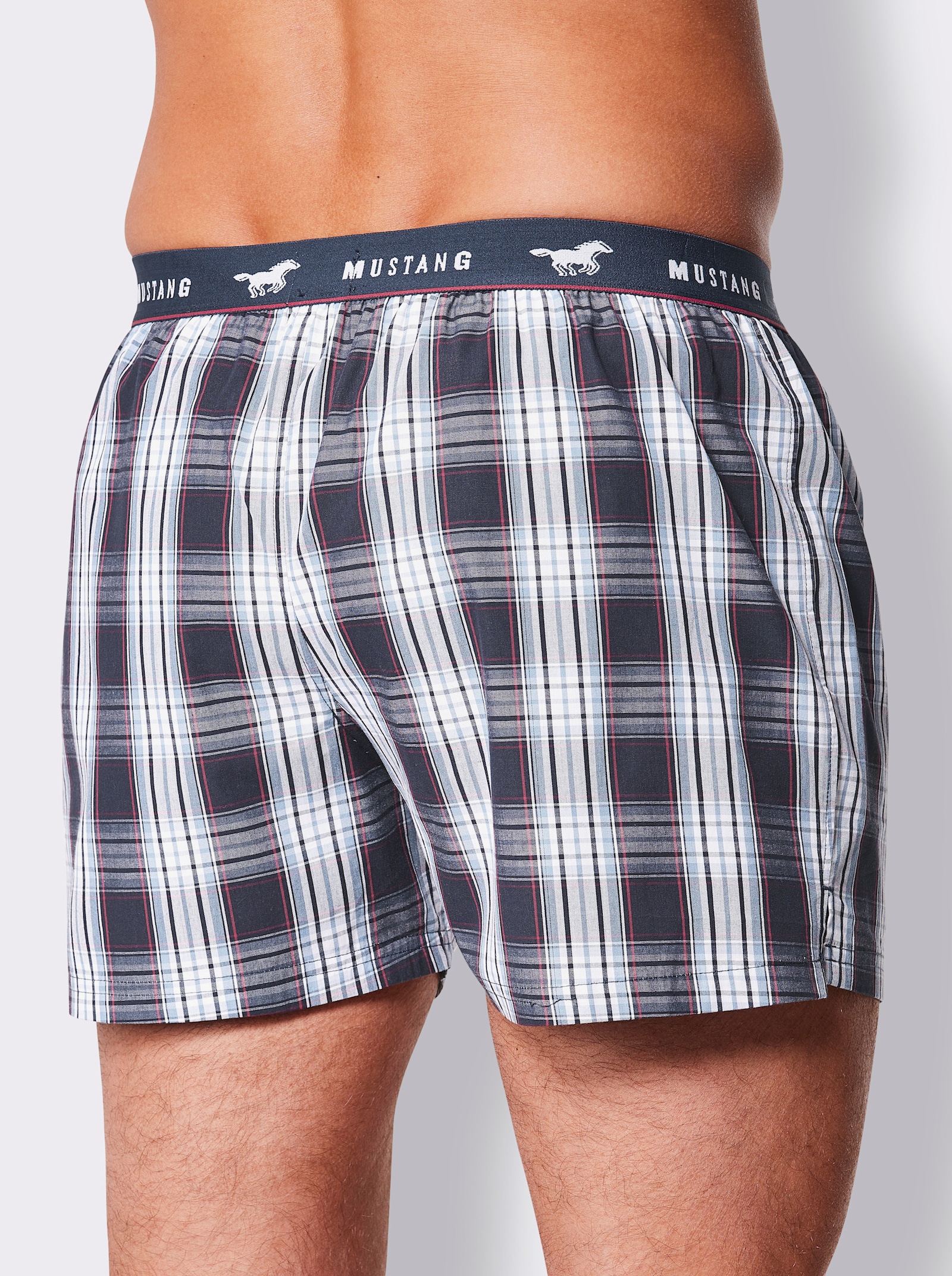 Mustang Boxershorts - marine + marine-kariert