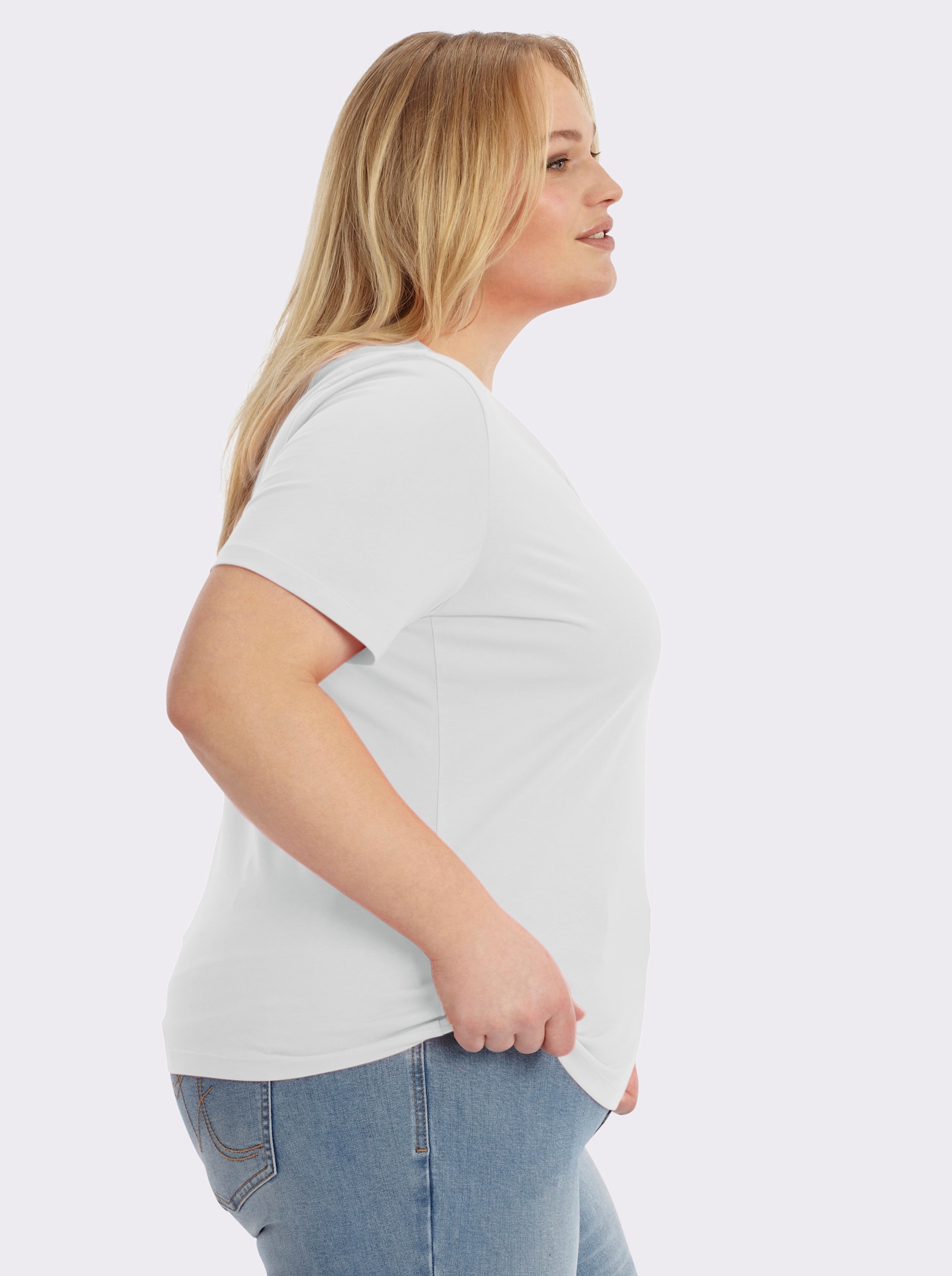 Kurzarmshirt aus reiner Baumwolle - weiß