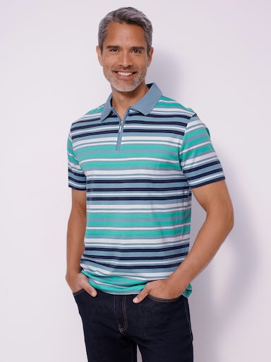Poloshirt in streepjesdessin - marine/blauwgroen gestreept