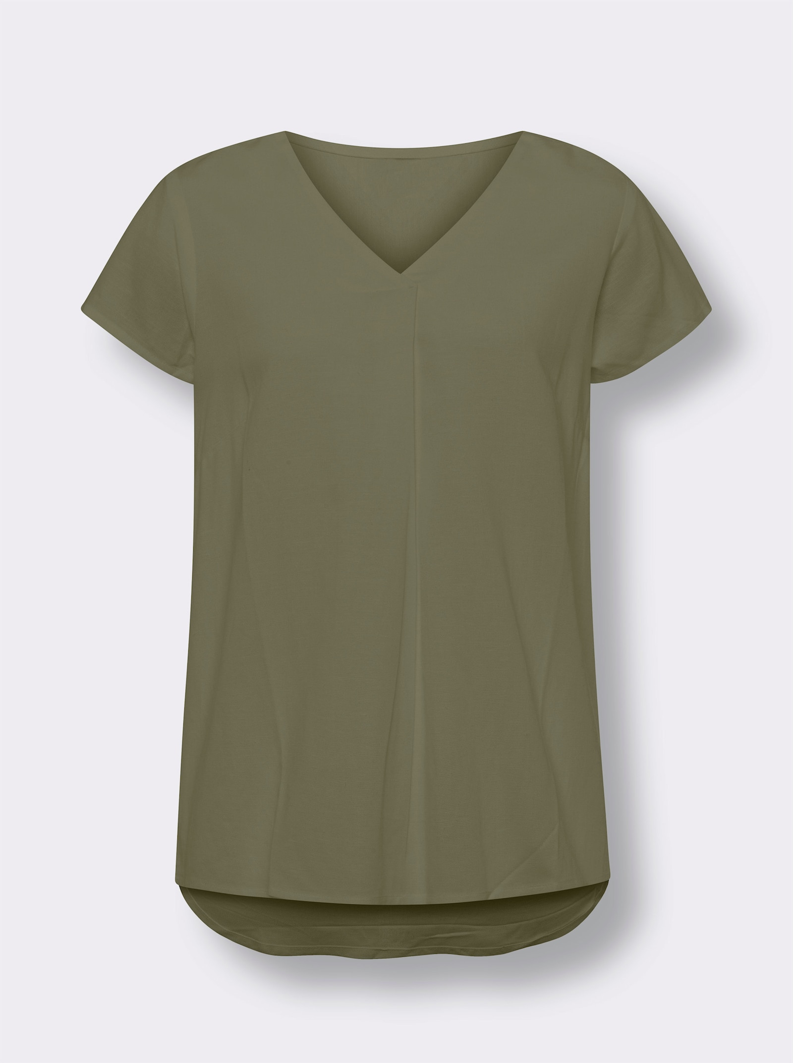 heine Kurzarm-Bluse mit Leinen-Anteil - khaki
