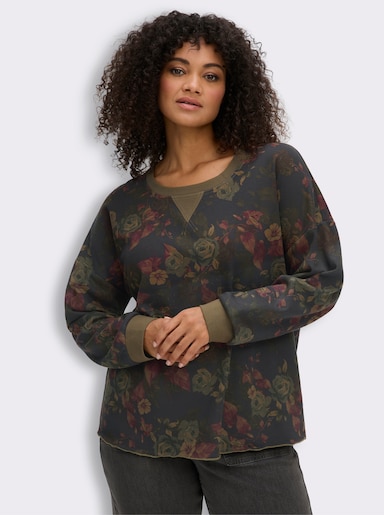 sheego by Joe Browns Sweatshirt mit floralem Print - graphit-burgund-gemustert