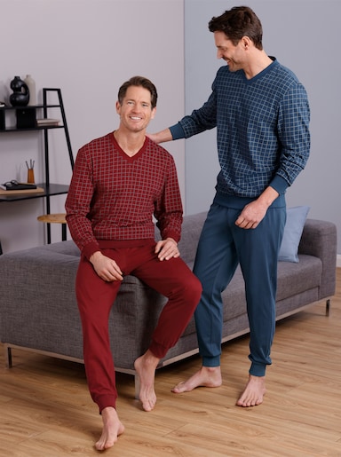 wäschepur men Schlafanzüge - dunkelblau + dunkelrot