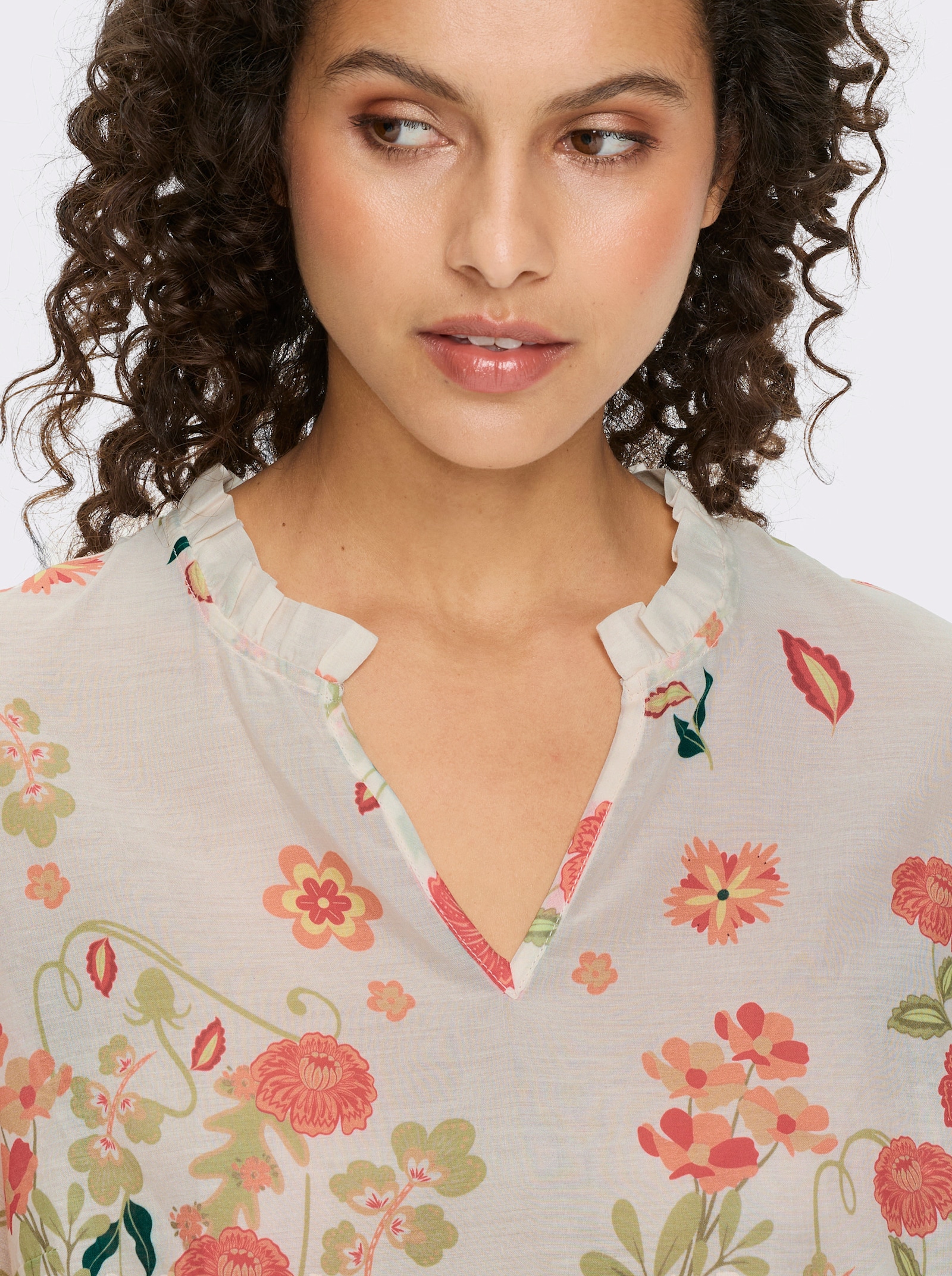 heine Blouse met print en ballonmouwen - champagne/rietgroen bedrukt