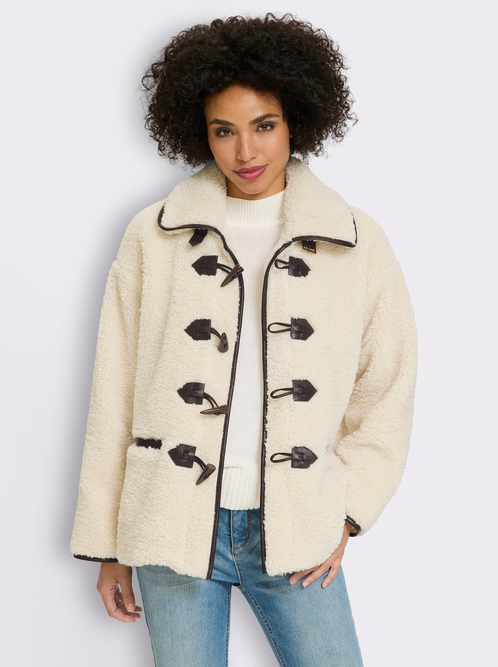 heine Teddyjacke mit Knebelknöpfen - champagner