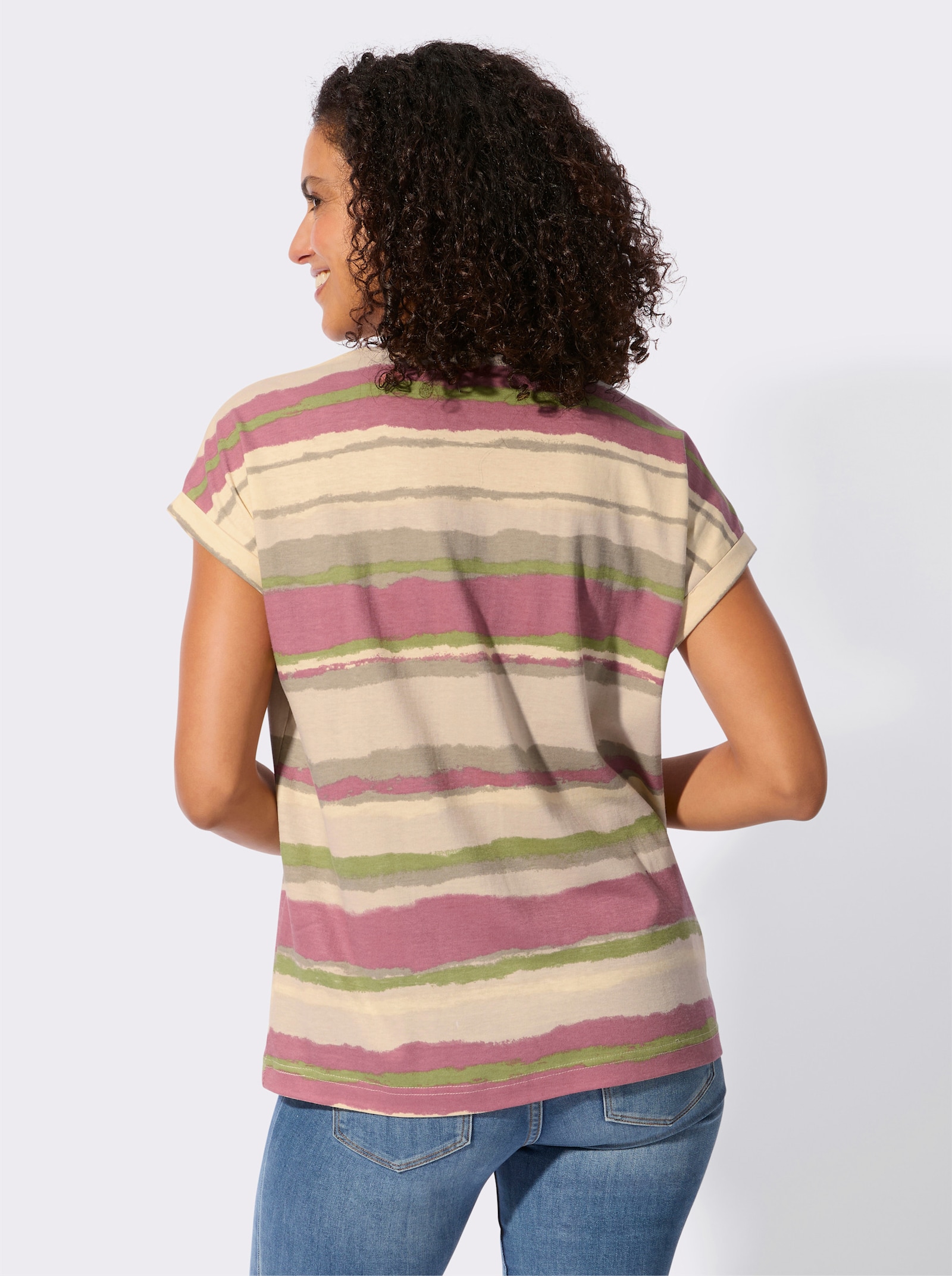 Shirt im mehrfarbigen Streifenmuster - rosenholz-sand-bedruckt