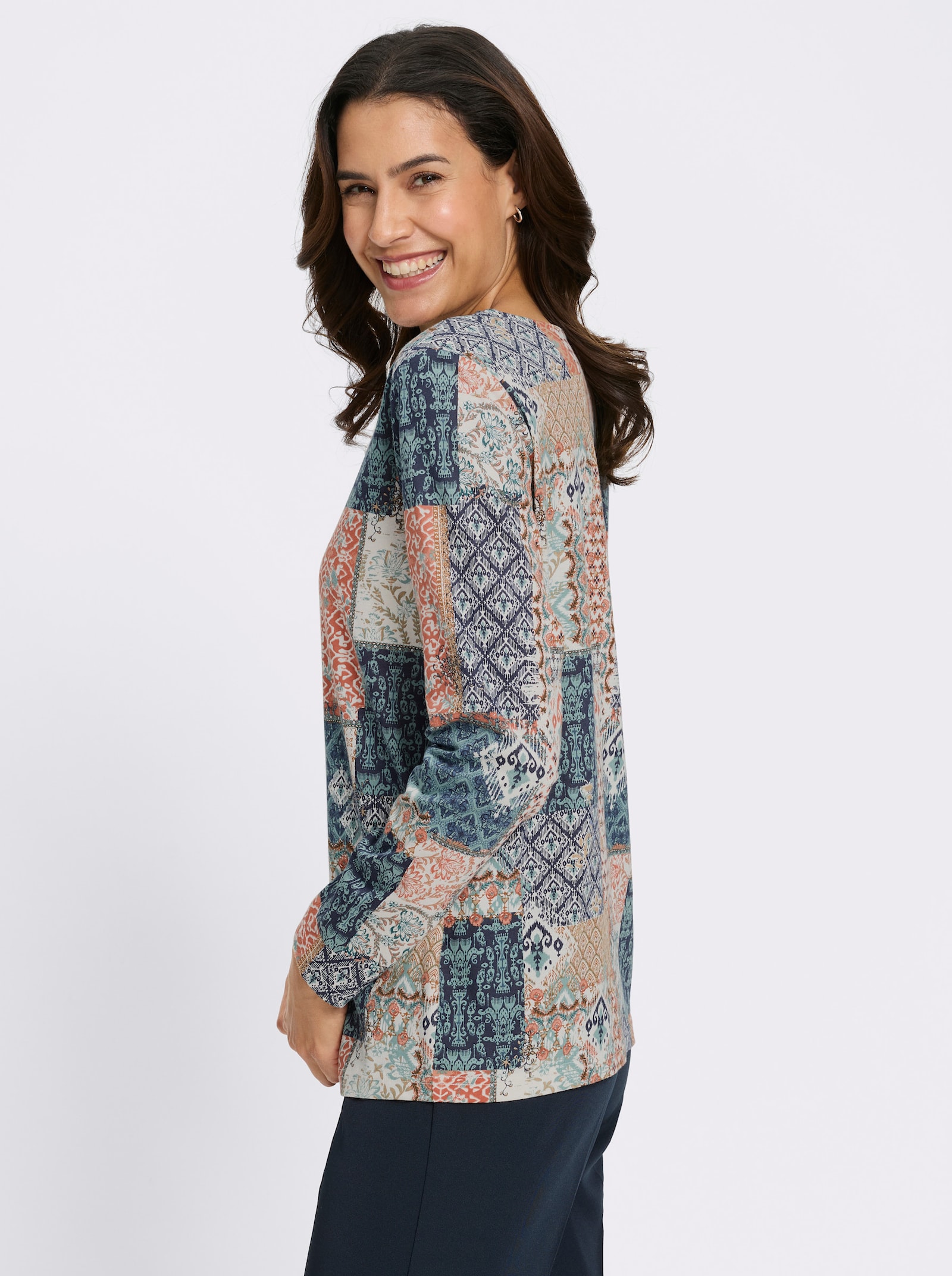 Print-Shirt im Patchwork-Dessin - jade-terra-bedruckt