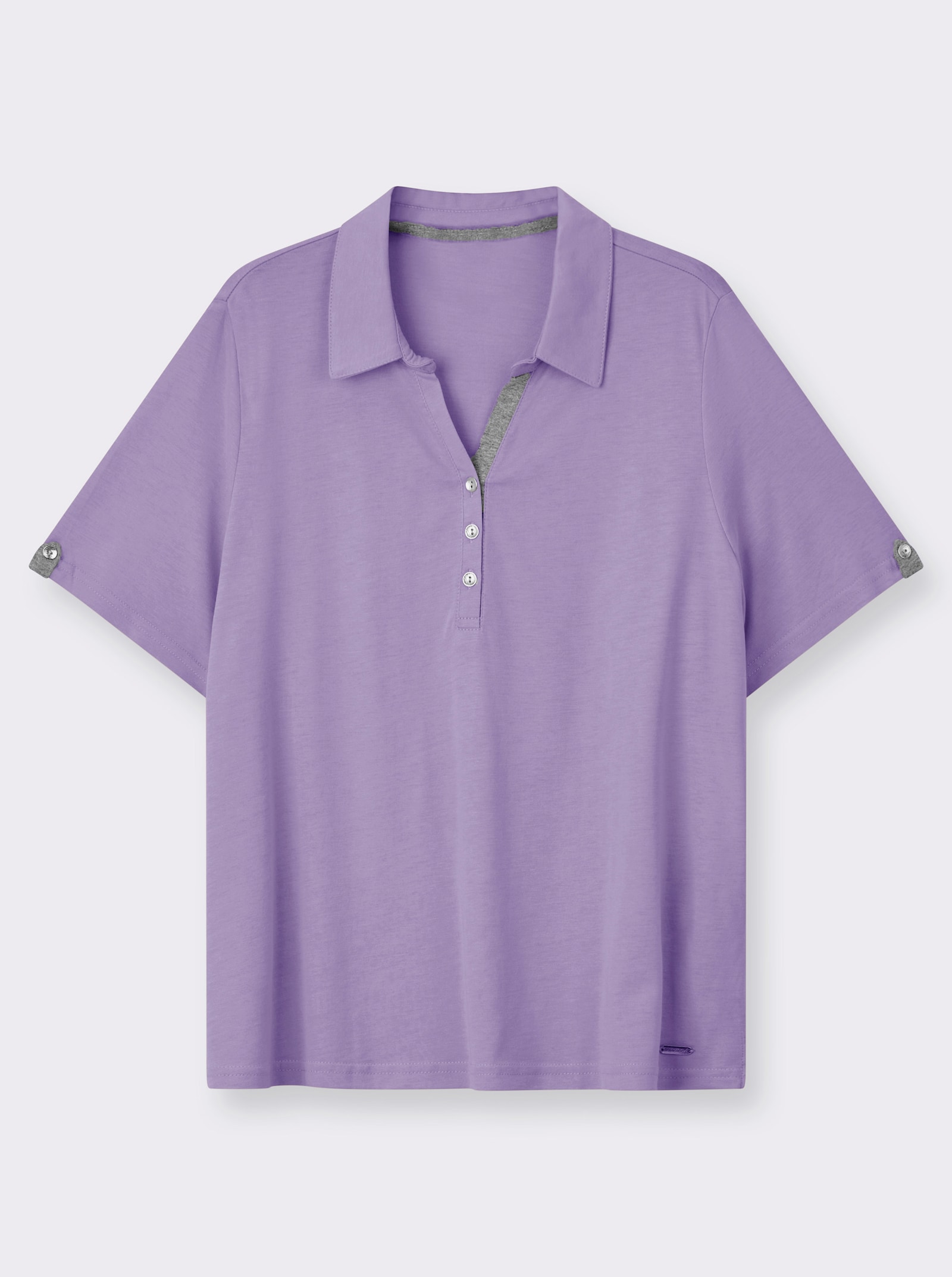 Poloshirt mit Zierriegel - flieder