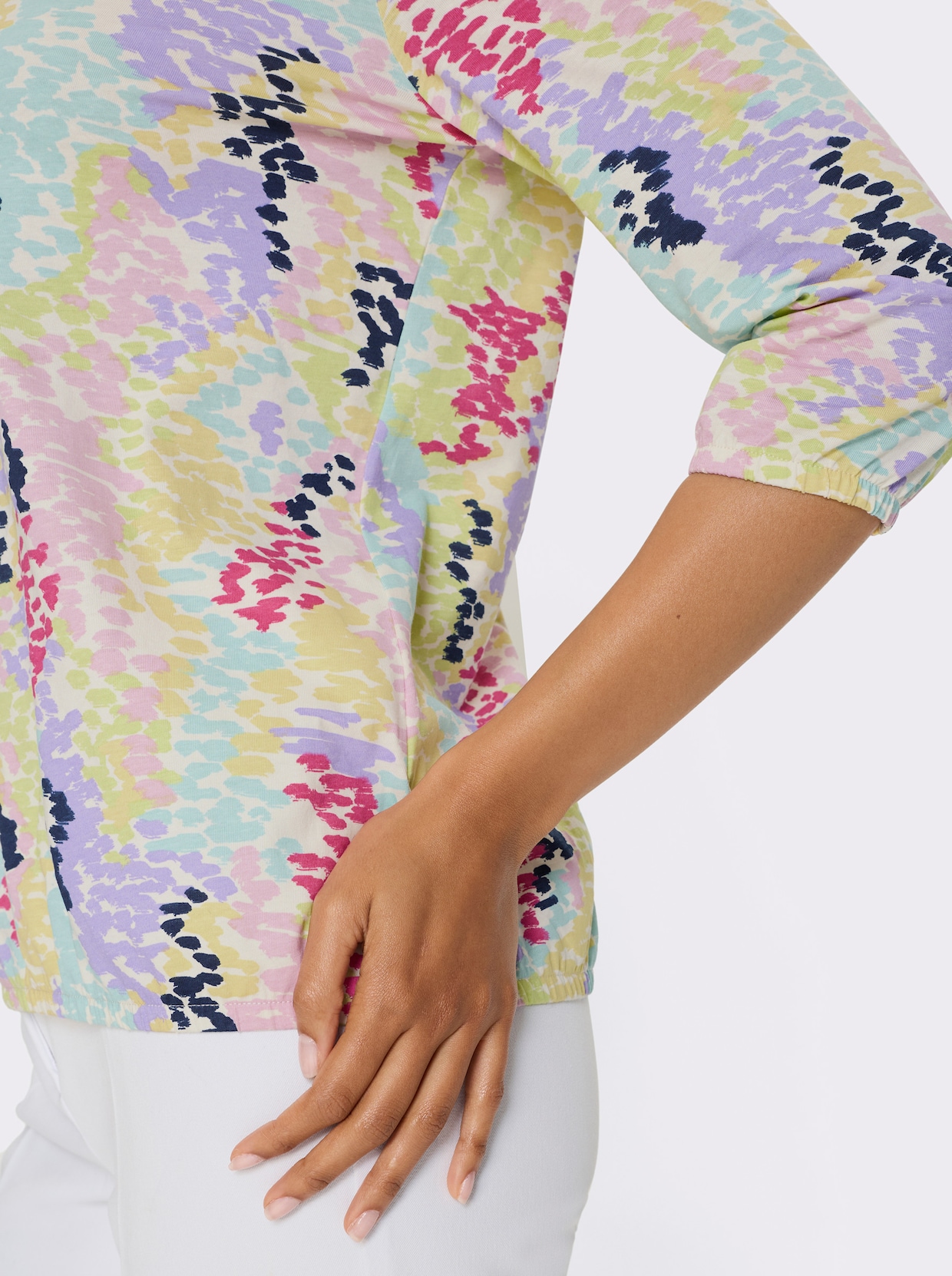 3/4-Arm-Shirt - zitrone-lavendel-bedruckt