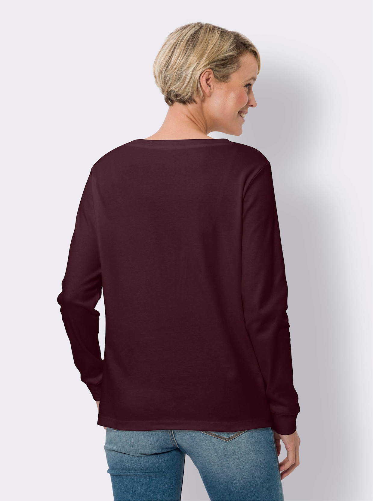Sweatshirt - vinröd-ecru