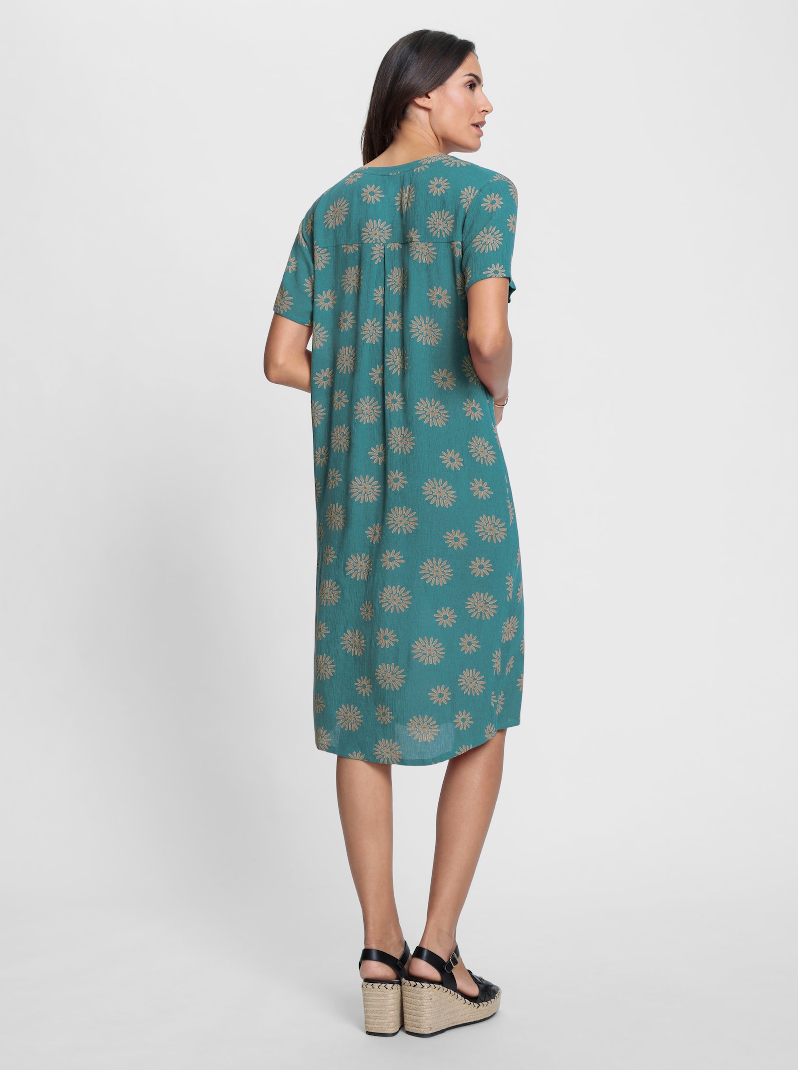 Druckkleid mit Nahttaschen - ozean-sesam-bedruckt