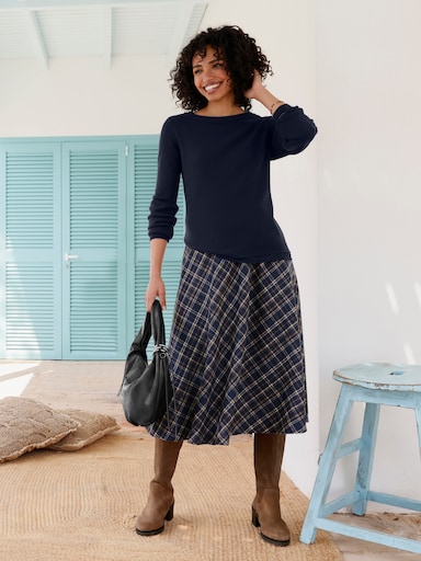 heine Langarm-Pullover mit Spitze - marine