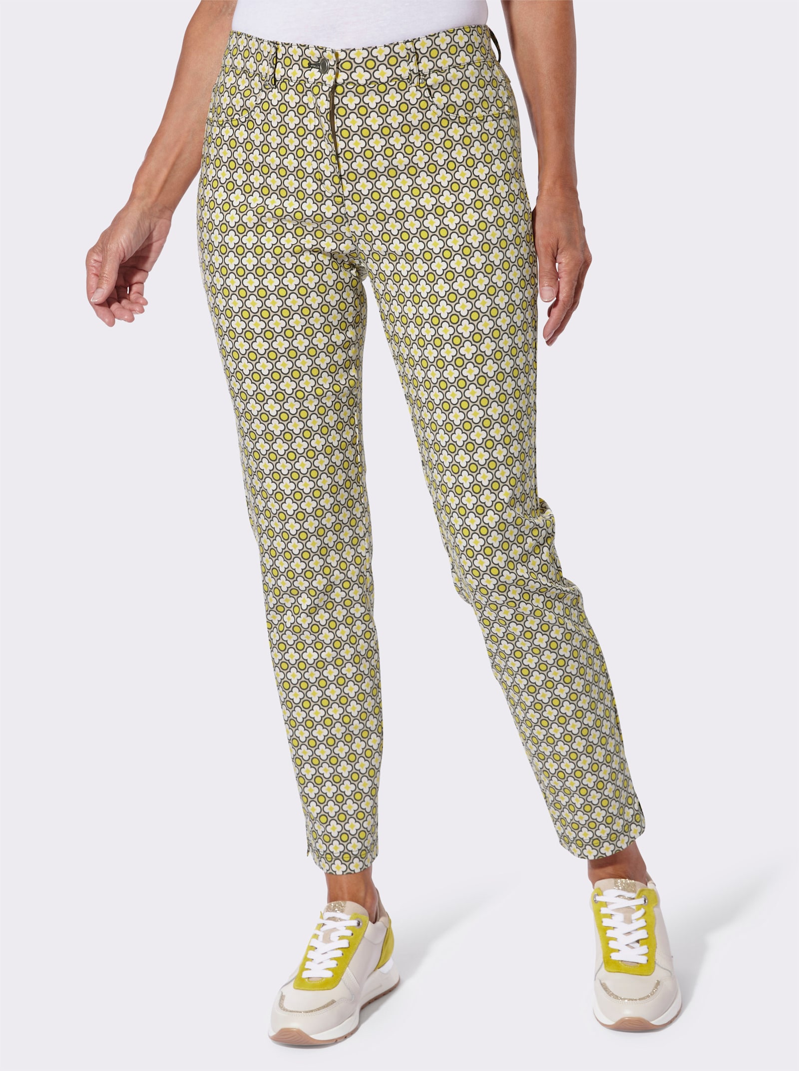 Bengalinhose mit Ornament-Muster - sand-limone-bedruckt