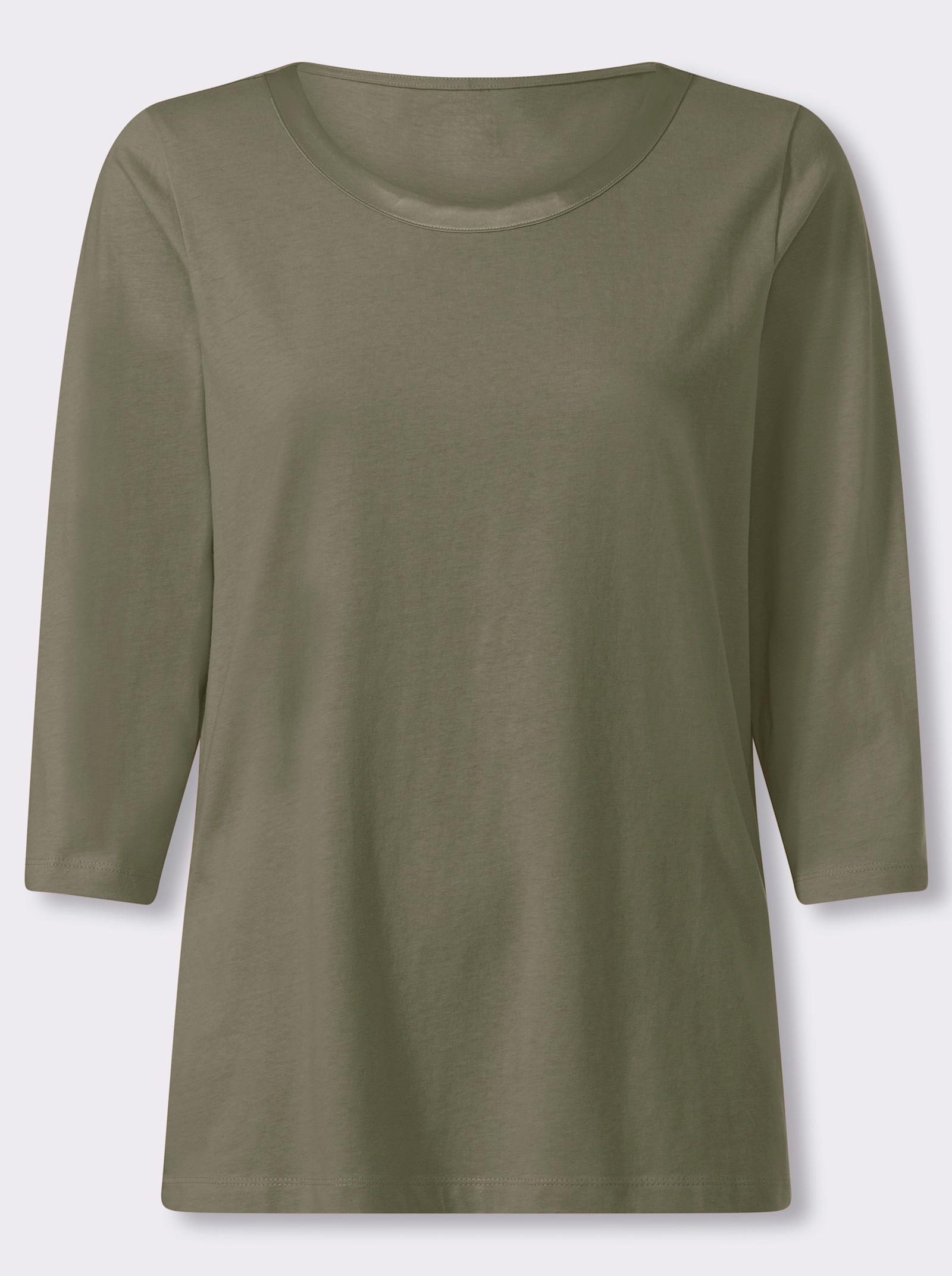3/4-Arm-Shirt mit Satin-Paspelierung - khaki