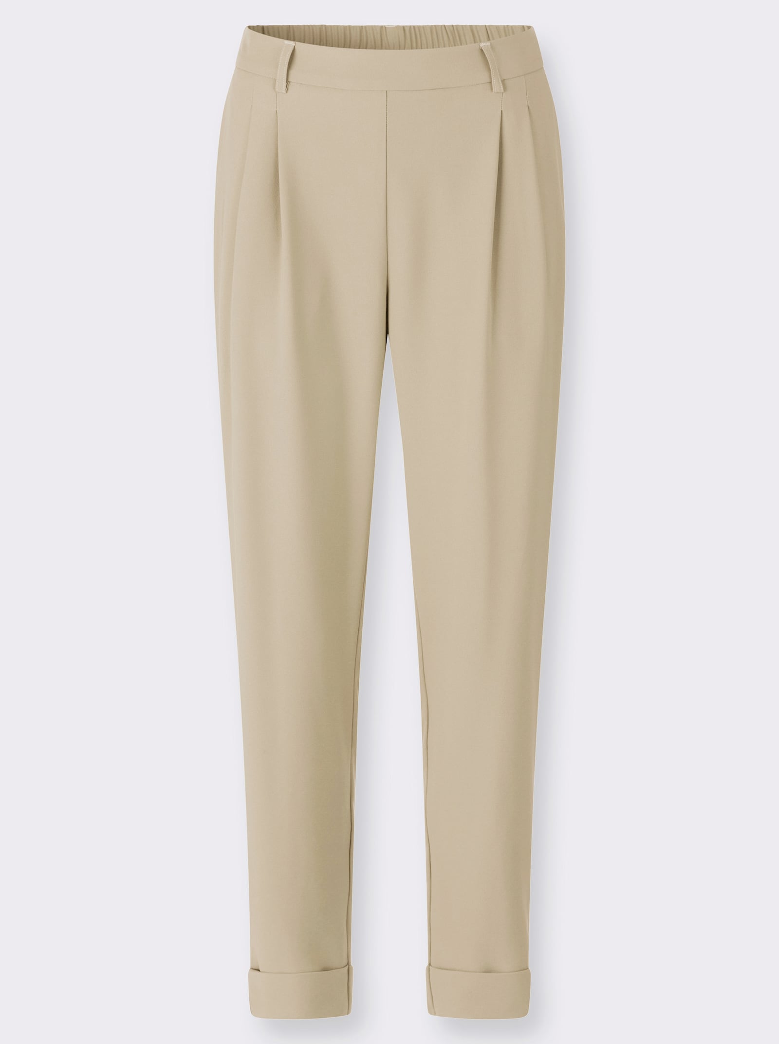 Bundfaltenhose mit fixiertem Saum - sand