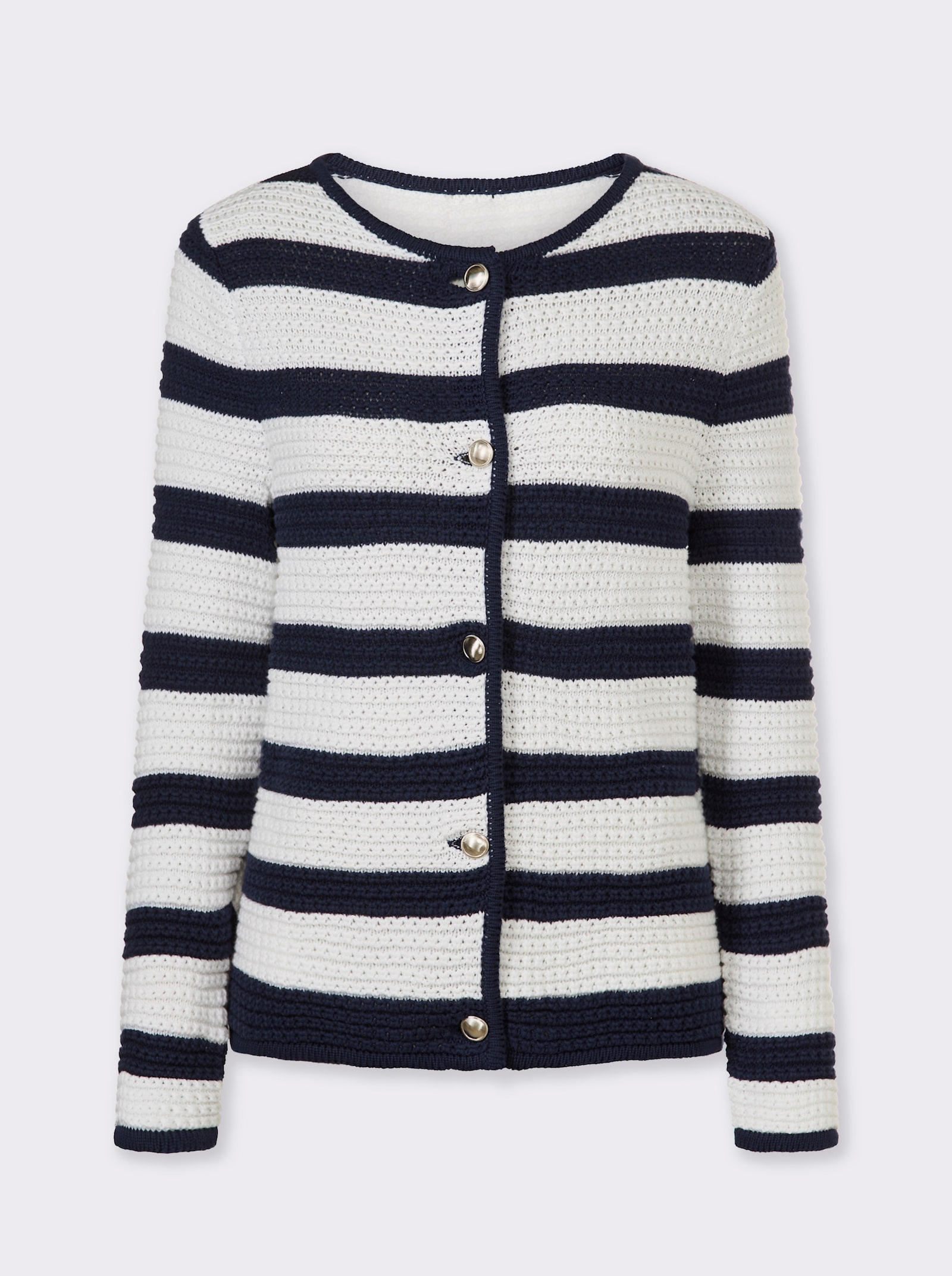 heine Strickjacke mit Ringelmuster - marine-ecru-gestreift