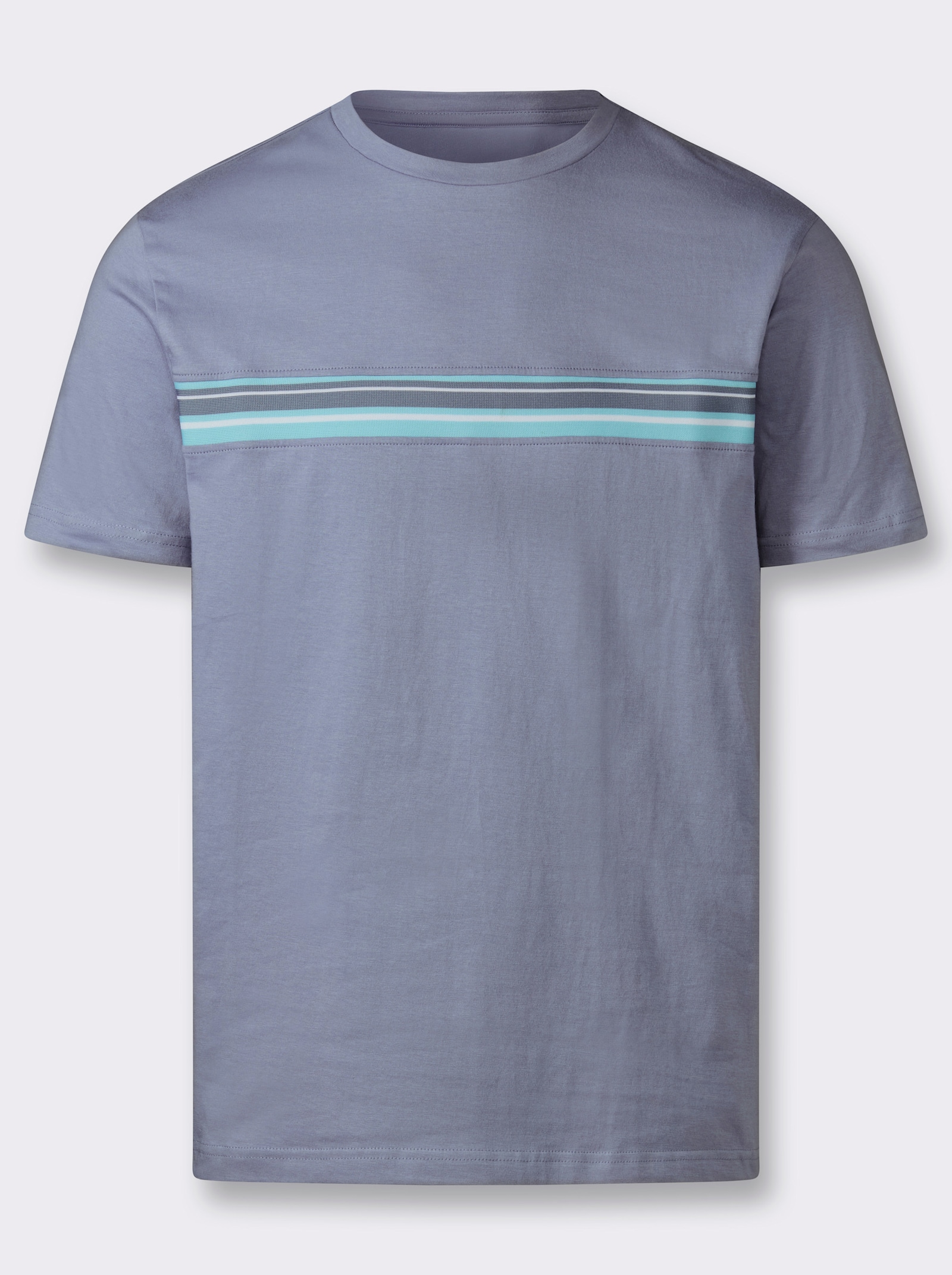 Kurzarmshirt mit Streifen - taubenblau