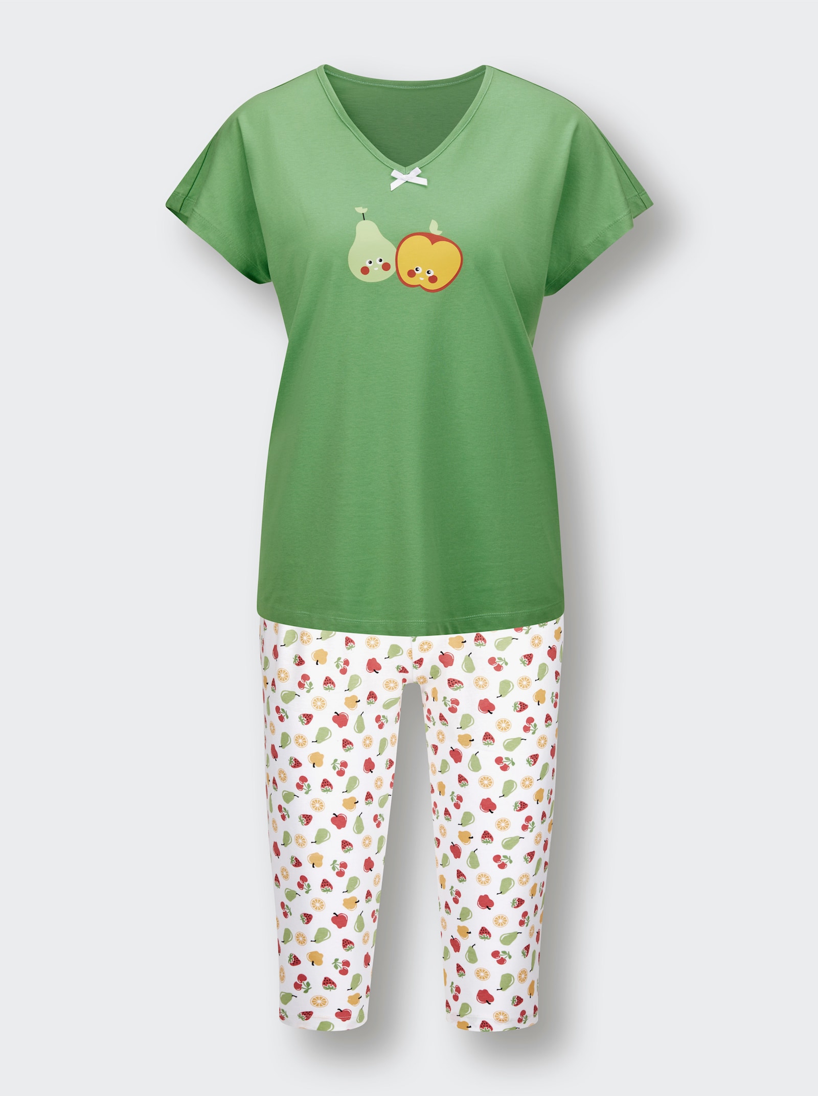 wäschepur Pyjamasar med capribyxa med resårlinning - äpple + vit-med tryck