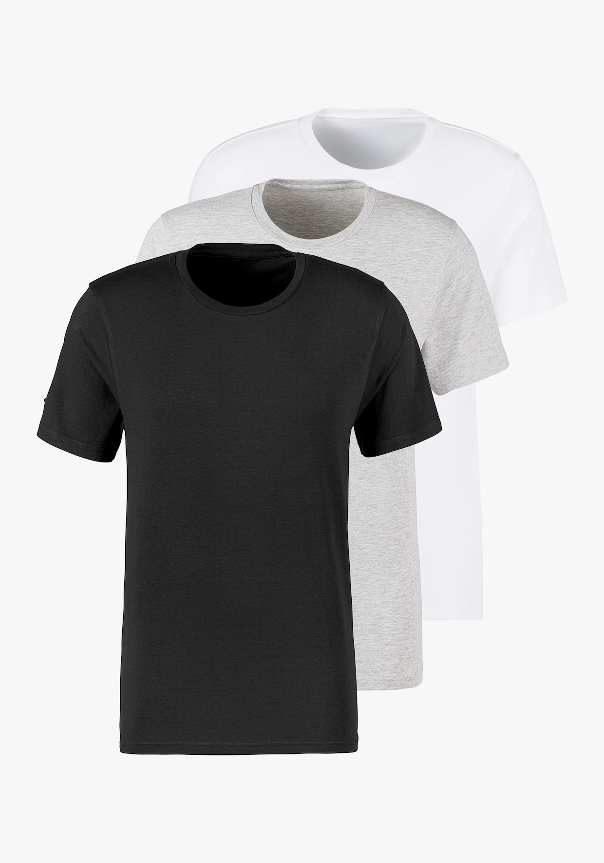 Bruno Banani T-Shirt - schwarz, grau-meliert, weiß