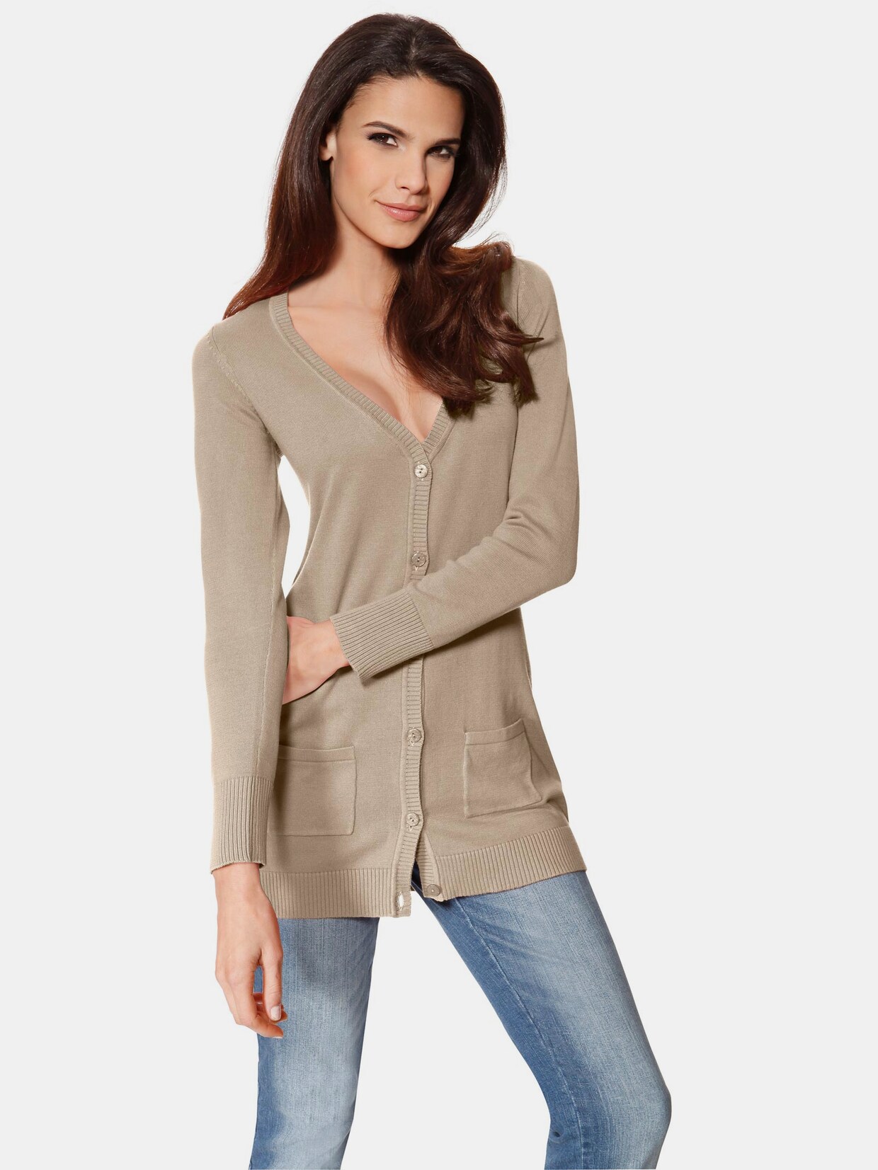 Linea Tesini Feinstrickjacke - beige