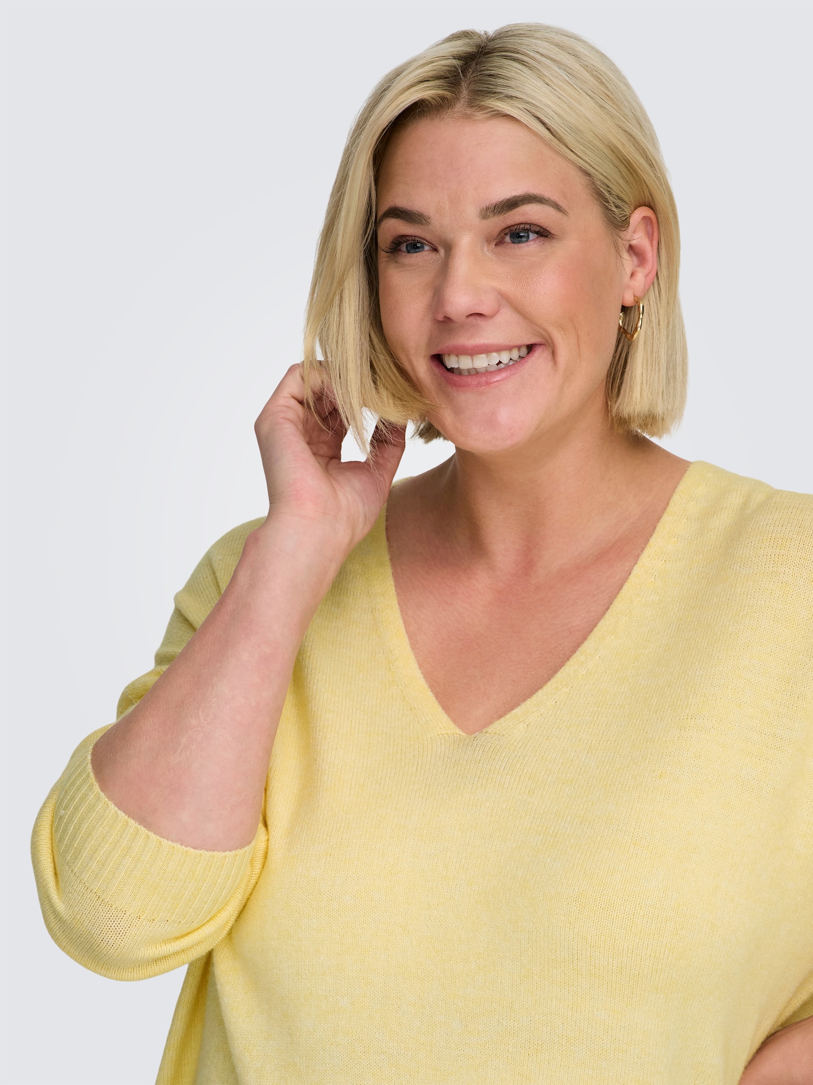 ONLY CARMAKOMA V-Ausschnitt-Pullover - sunlight detail:melange