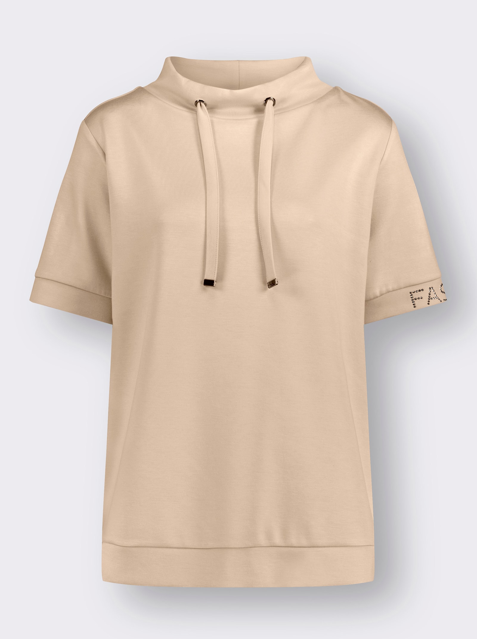 Shirt met opstaande kraag van zacht materiaal - ivoorkleur
