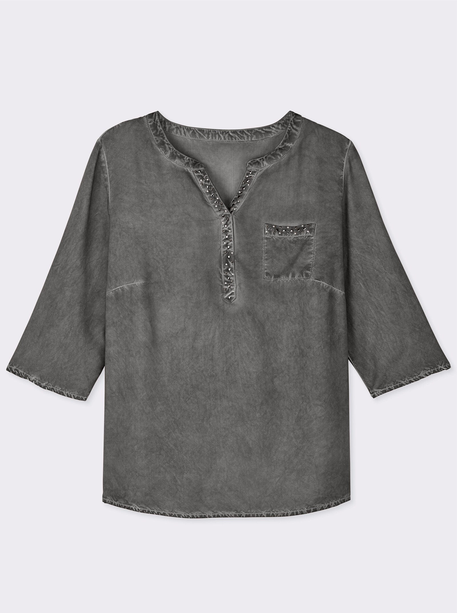 Tunika in oil dyed-Waschung - grau